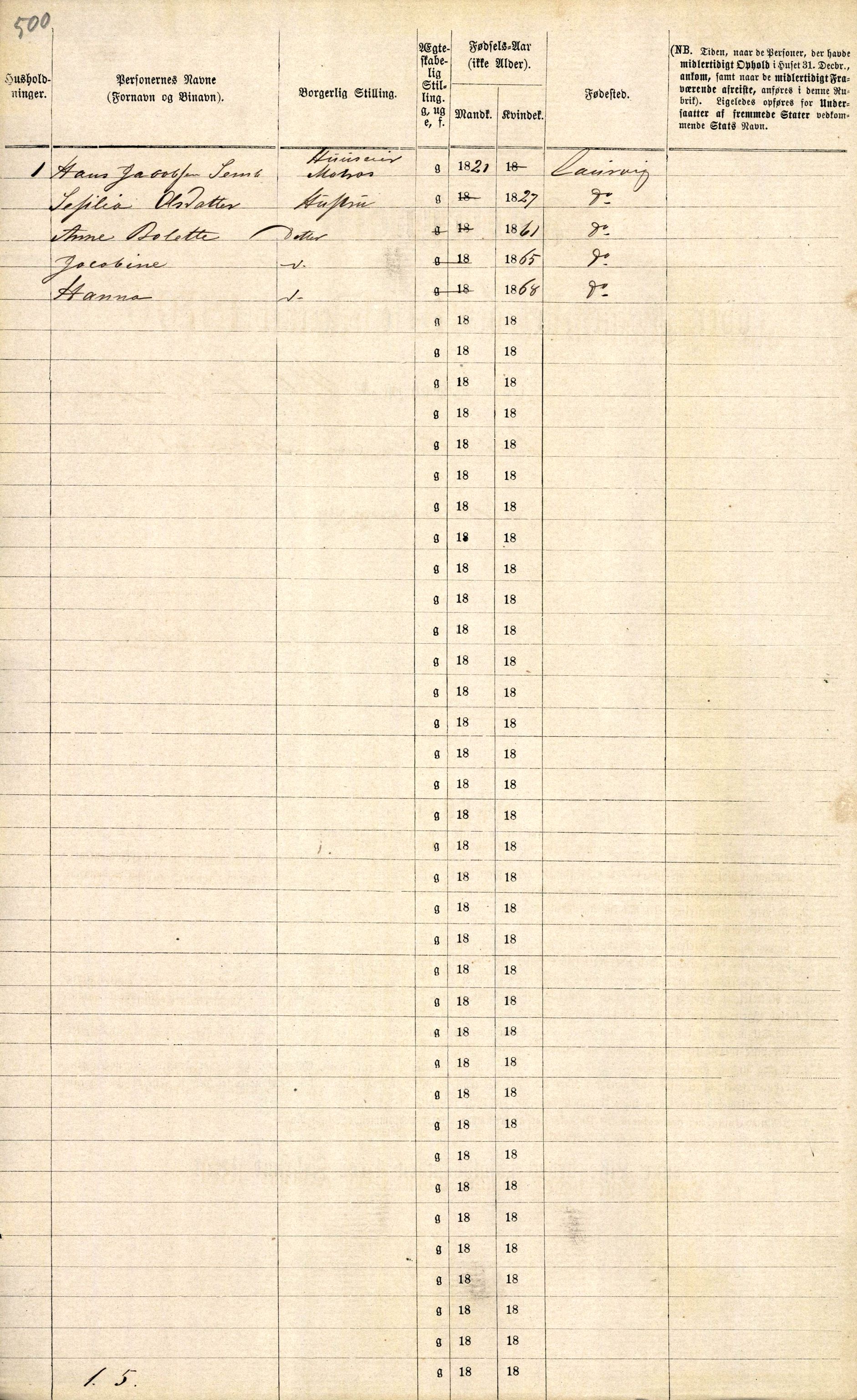 RA, Folketelling 1870 for 0707 Larvik kjøpstad, 1870, s. 1022