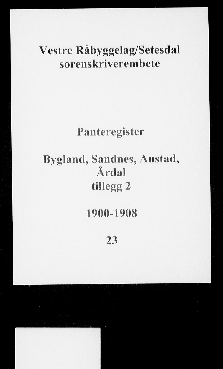 Setesdal sorenskriveri, SAK/1221-0011/G/Ga/L0023: Panteregister nr. 23, 1900-1908