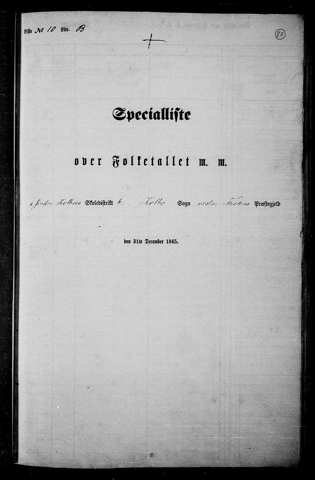 RA, Folketelling 1865 for 0529P Vestre Toten prestegjeld, 1865, s. 234