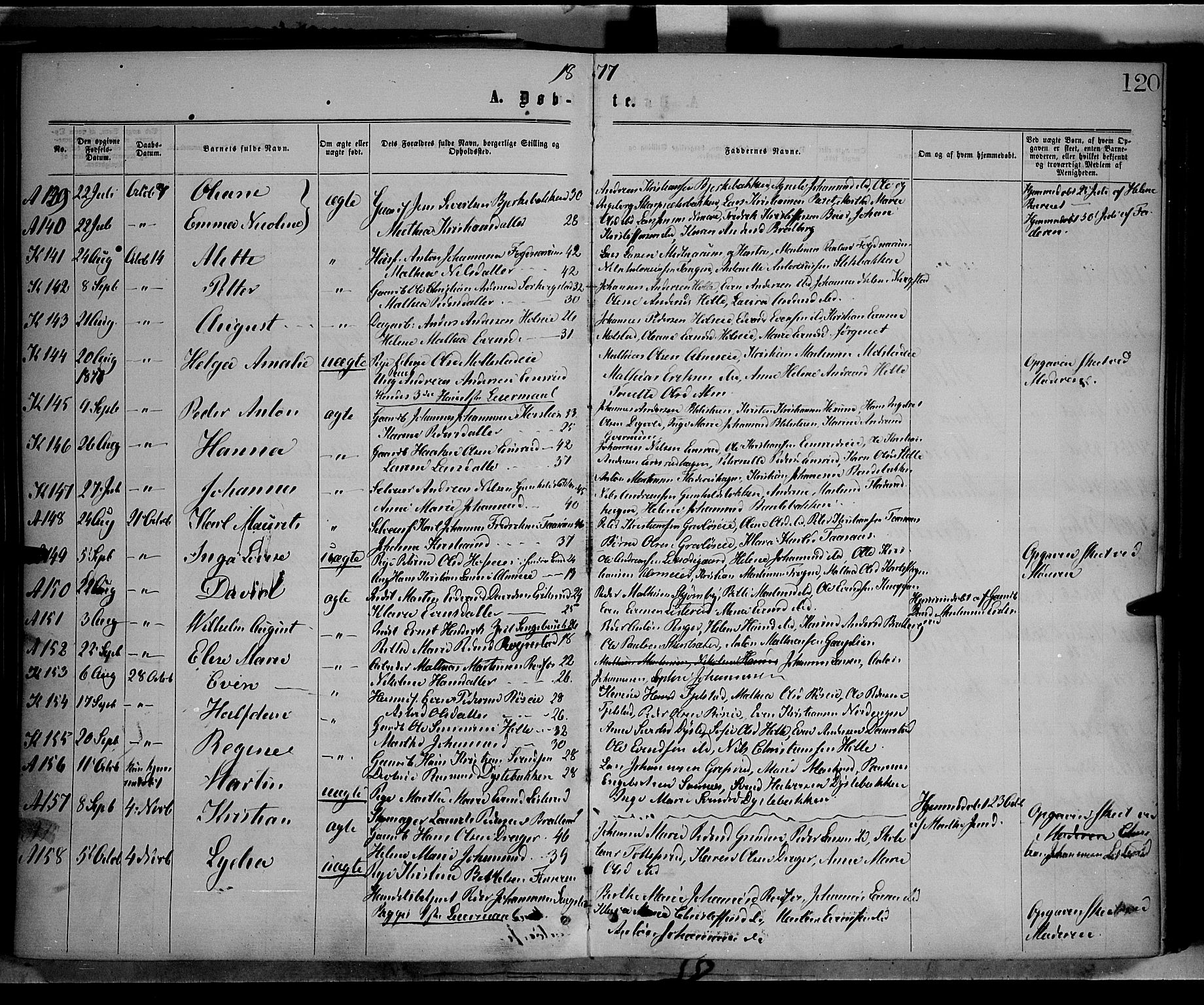 Vestre Toten prestekontor, AV/SAH-PREST-108/H/Ha/Haa/L0008: Ministerialbok nr. 8, 1870-1877, s. 120