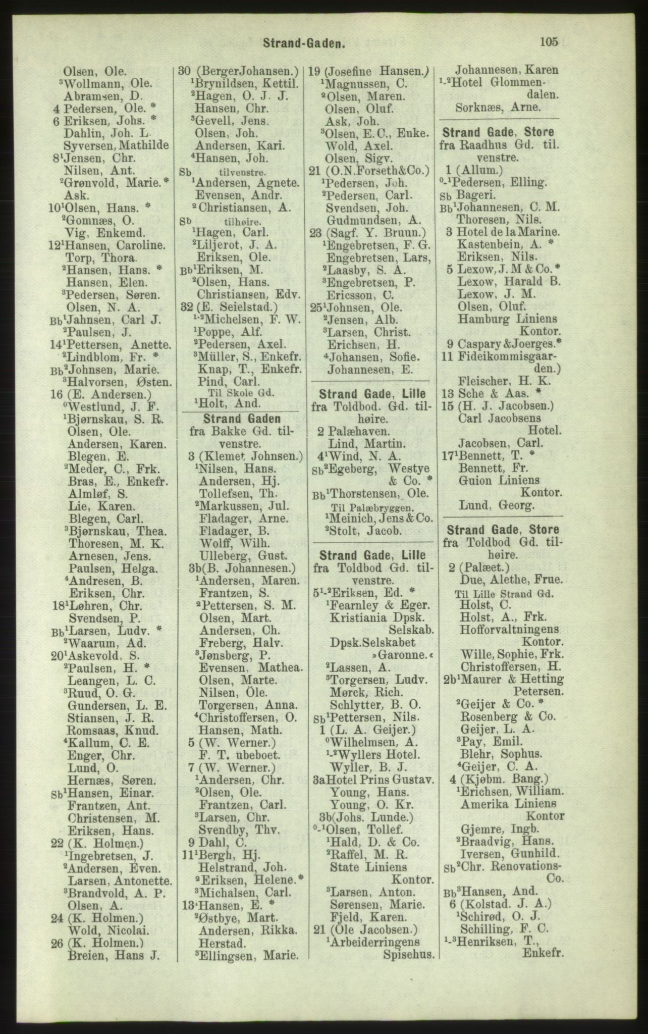 Kristiania/Oslo adressebok, PUBL/-, 1884, s. 105