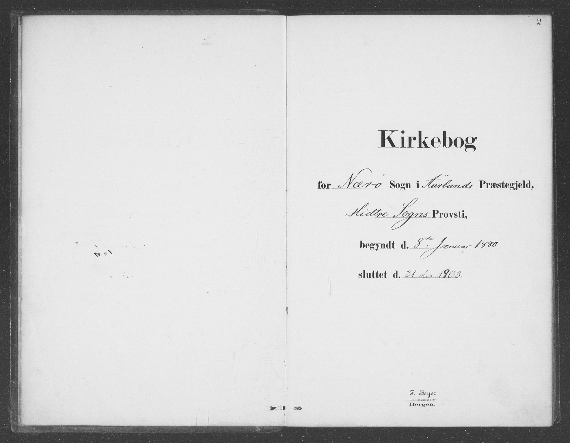 Aurland sokneprestembete, AV/SAB-A-99937/H/Ha/Had/L0001: Ministerialbok nr. D  1, 1880-1903, s. 2