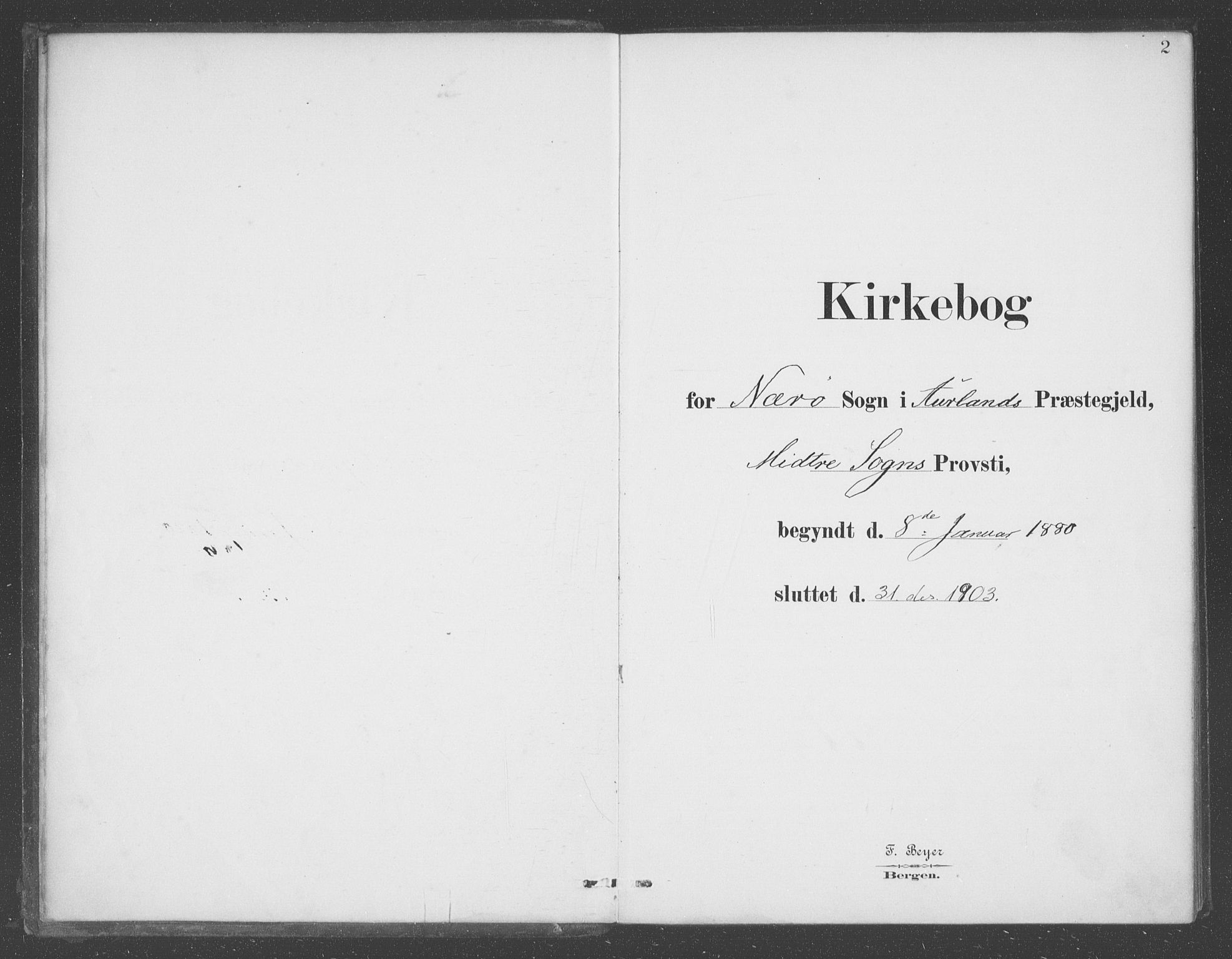 Aurland sokneprestembete, SAB/A-99937/H/Ha/Had/L0001: Ministerialbok nr. D  1, 1880-1903, s. 2