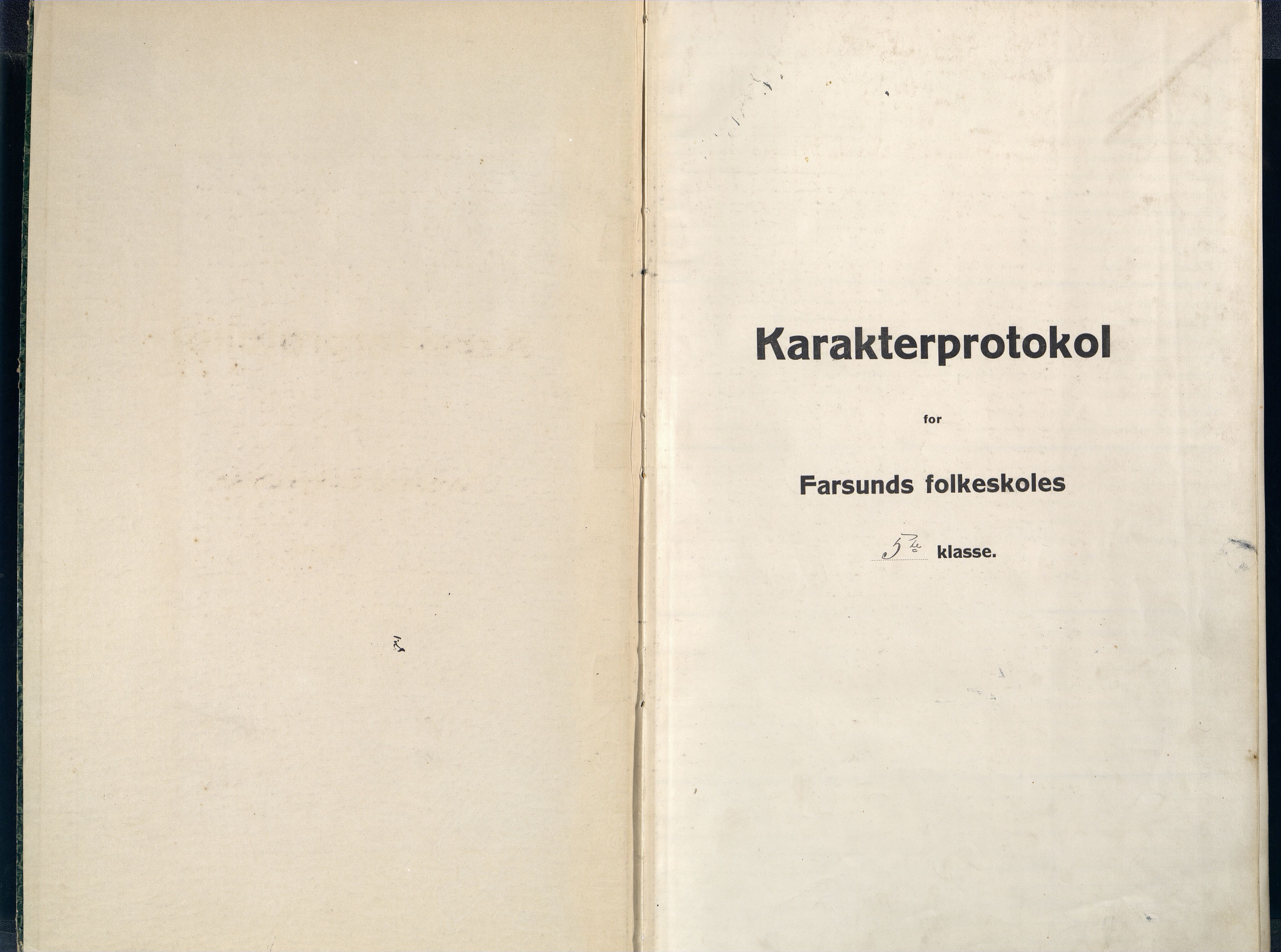 Farsund By - Farsund Folkeskole, ARKSOR/1003FB550/G/L0012: Karakterprotokoll 5. kl., 1914-1929