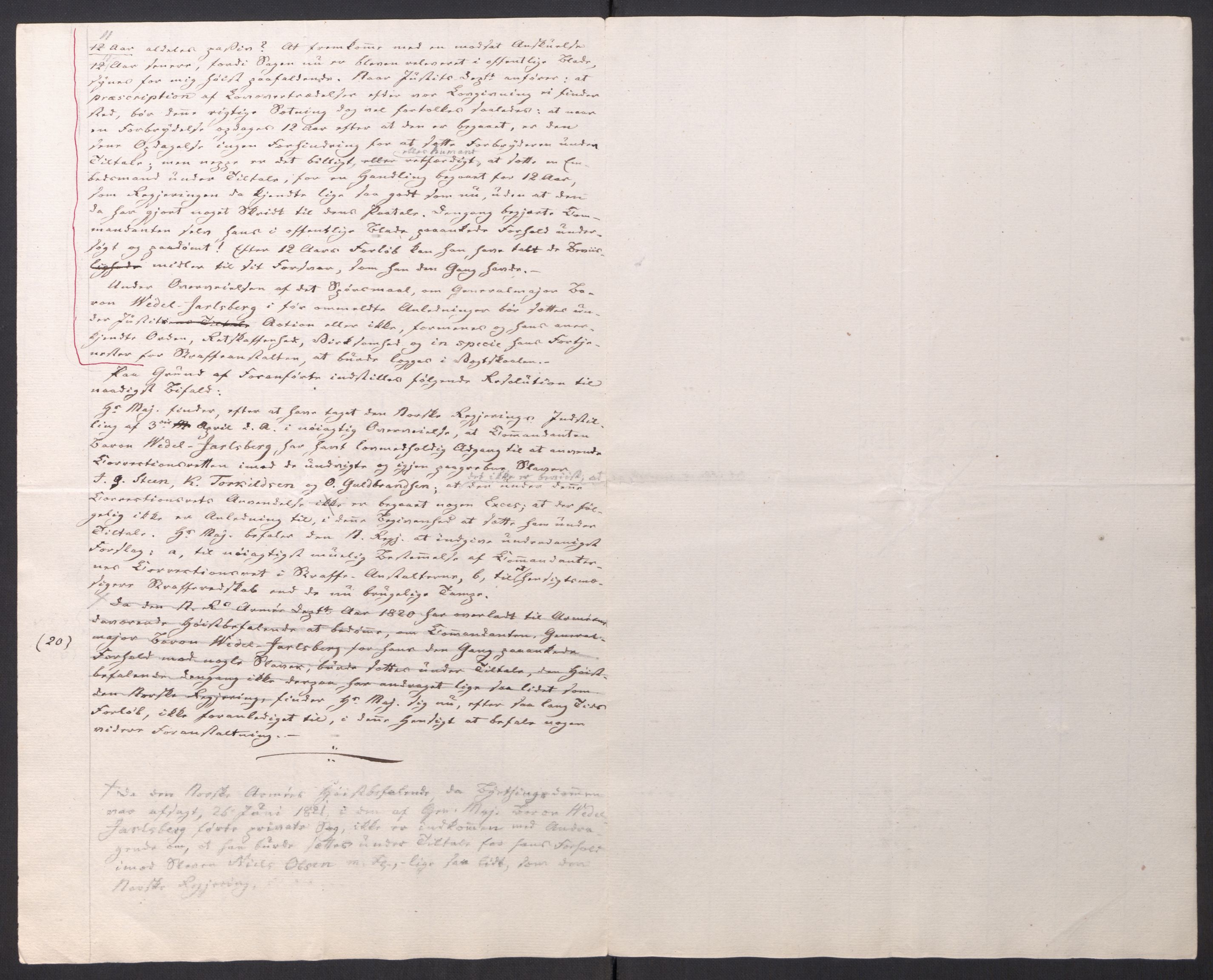 Motzfeldt-familien, AV/RA-PA-0234/D/L001b/0009: -- / "Til de trykte Optegnelser", 1821-1836