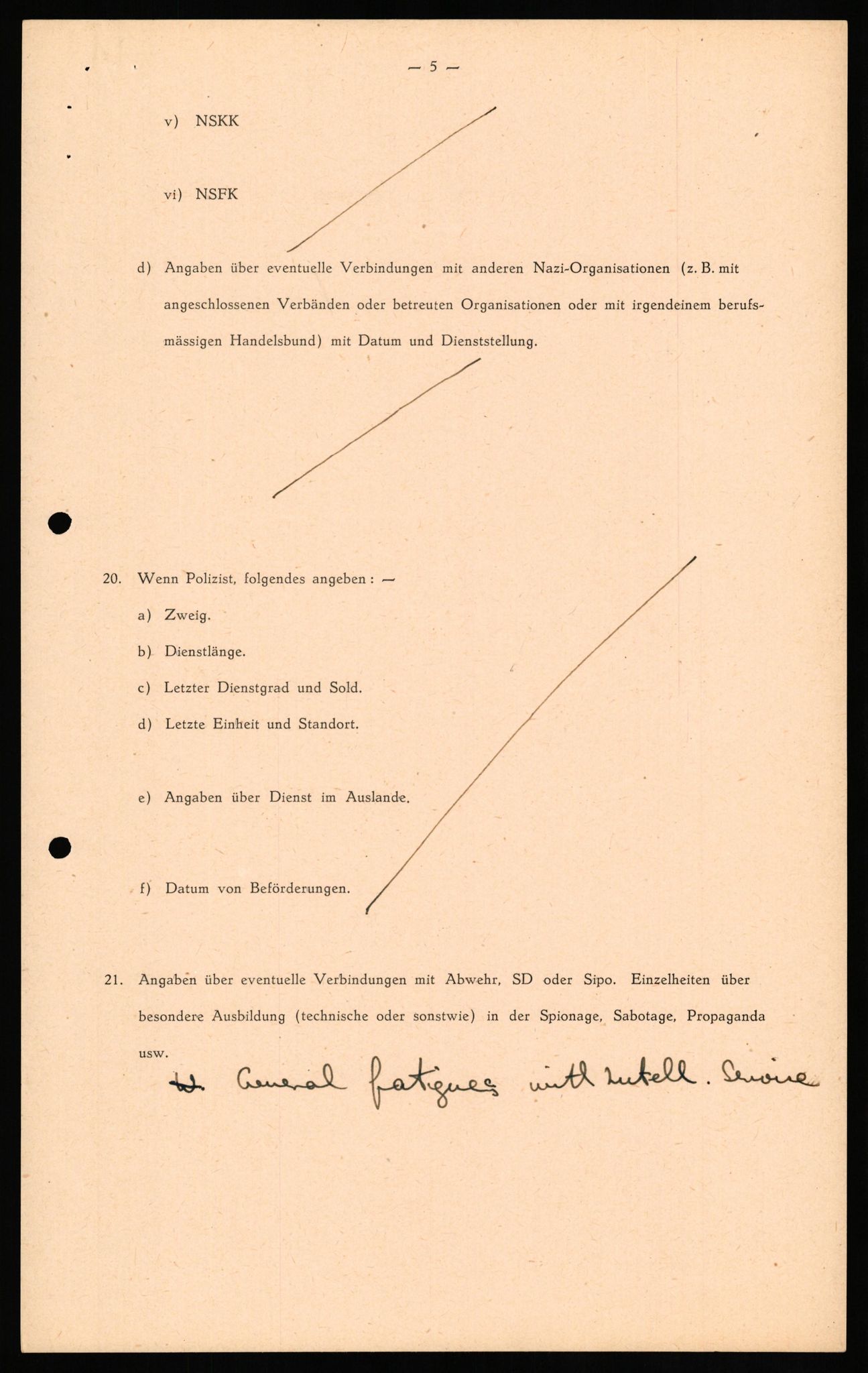 Forsvaret, Forsvarets overkommando II, RA/RAFA-3915/D/Db/L0027: CI Questionaires. Tyske okkupasjonsstyrker i Norge. Tyskere., 1945-1946, s. 146