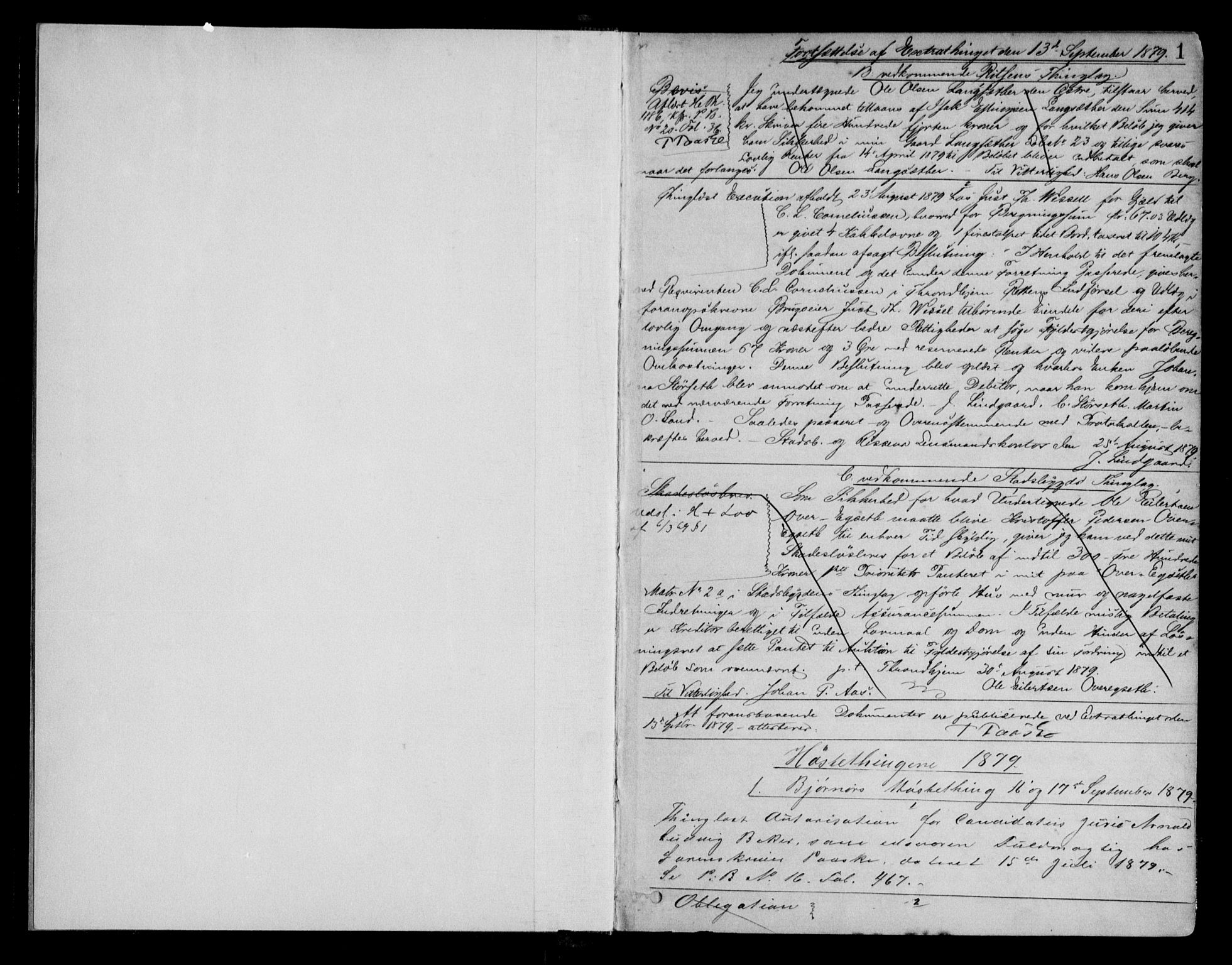 Fosen sorenskriveri, AV/SAT-A-1107/1/2/2C/L0025: Pantebok nr. 17, 1879-1882, s. 1