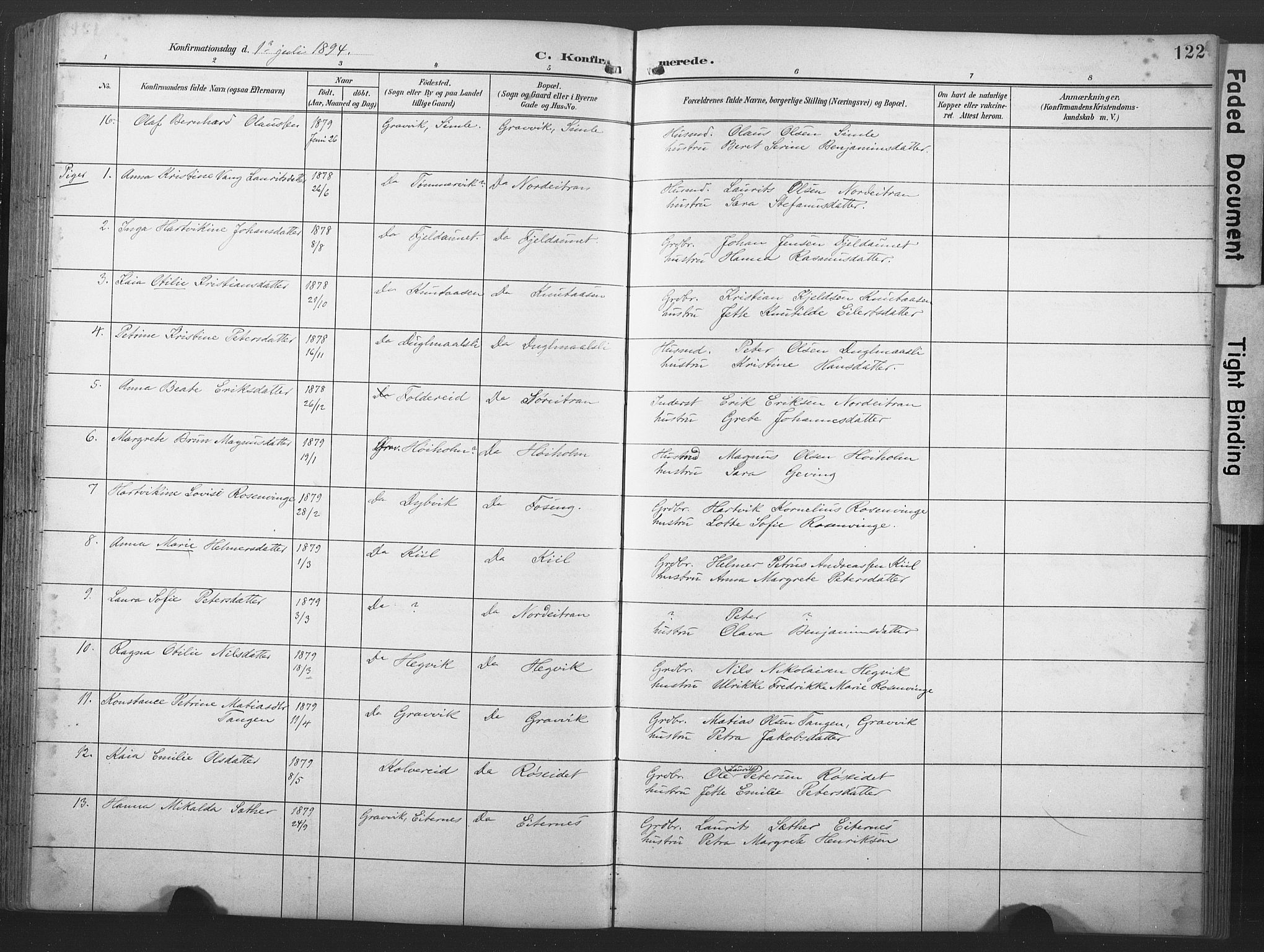Ministerialprotokoller, klokkerbøker og fødselsregistre - Nord-Trøndelag, SAT/A-1458/789/L0706: Klokkerbok nr. 789C01, 1888-1931, s. 122