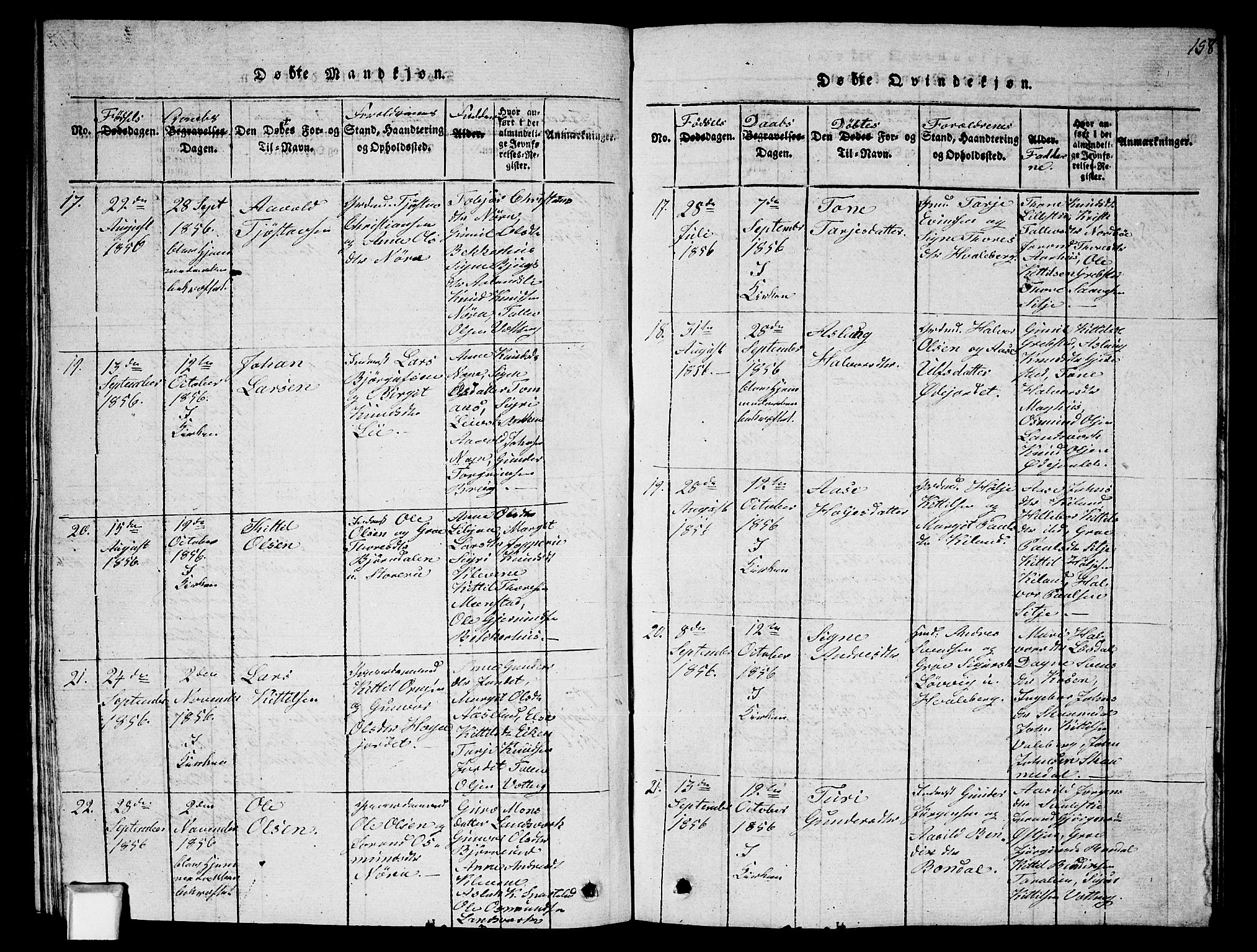 Fyresdal kirkebøker, AV/SAKO-A-263/G/Ga/L0002: Klokkerbok nr. I 2, 1815-1857, s. 158