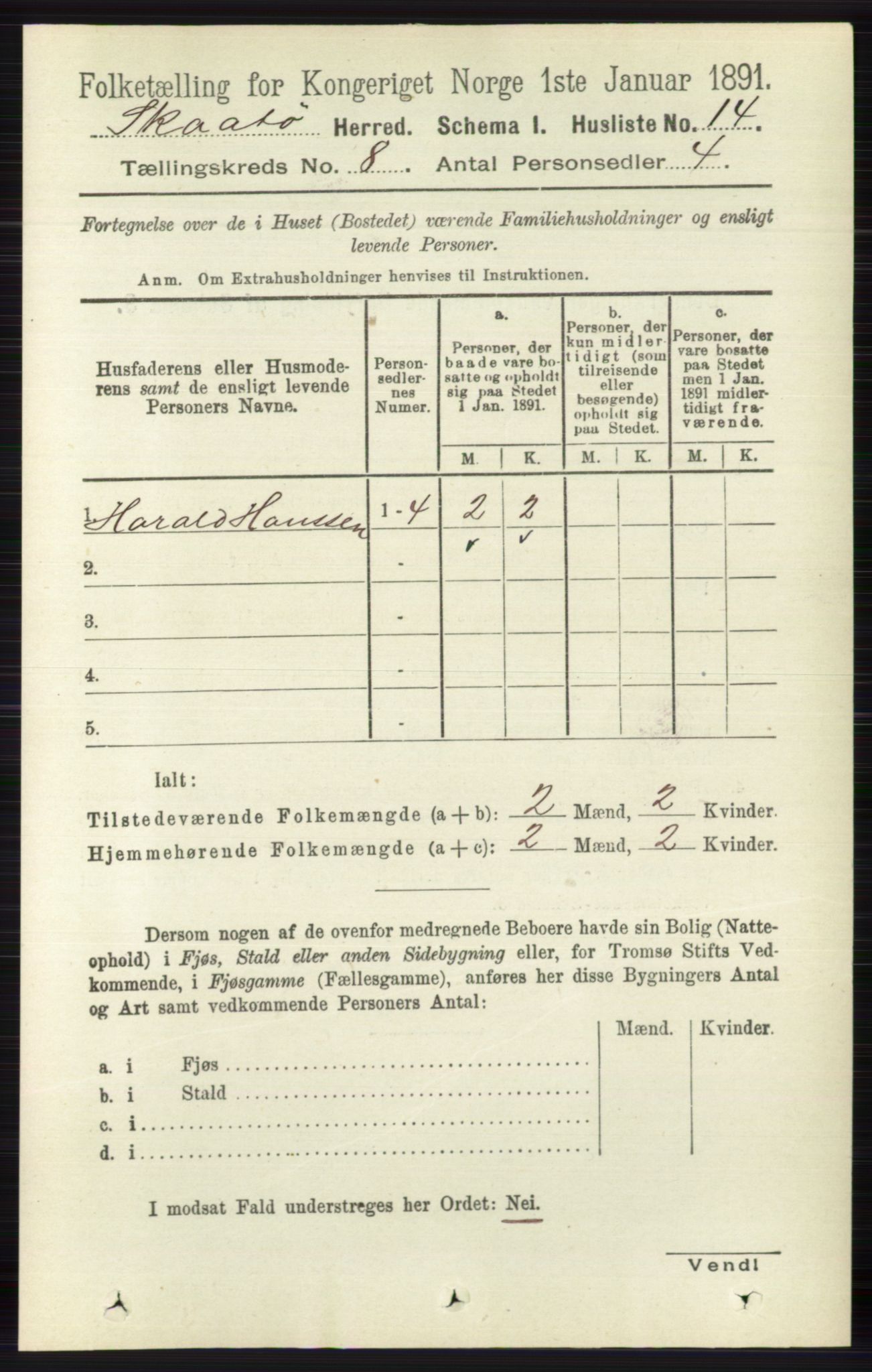 RA, Folketelling 1891 for 0815 Skåtøy herred, 1891, s. 3485