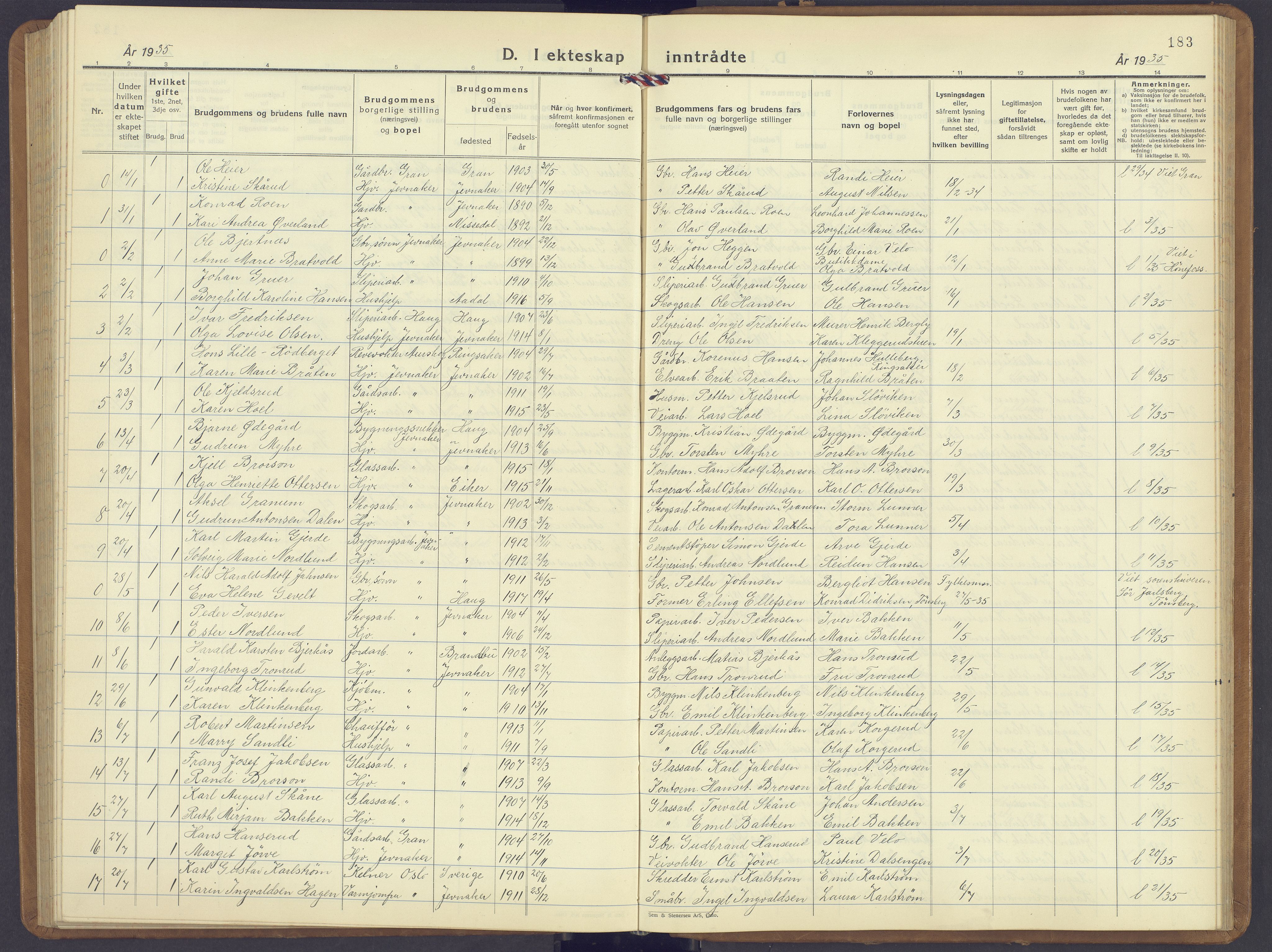 Jevnaker prestekontor, AV/SAH-PREST-116/H/Ha/Hab/L0006: Klokkerbok nr. 6, 1930-1945, s. 183