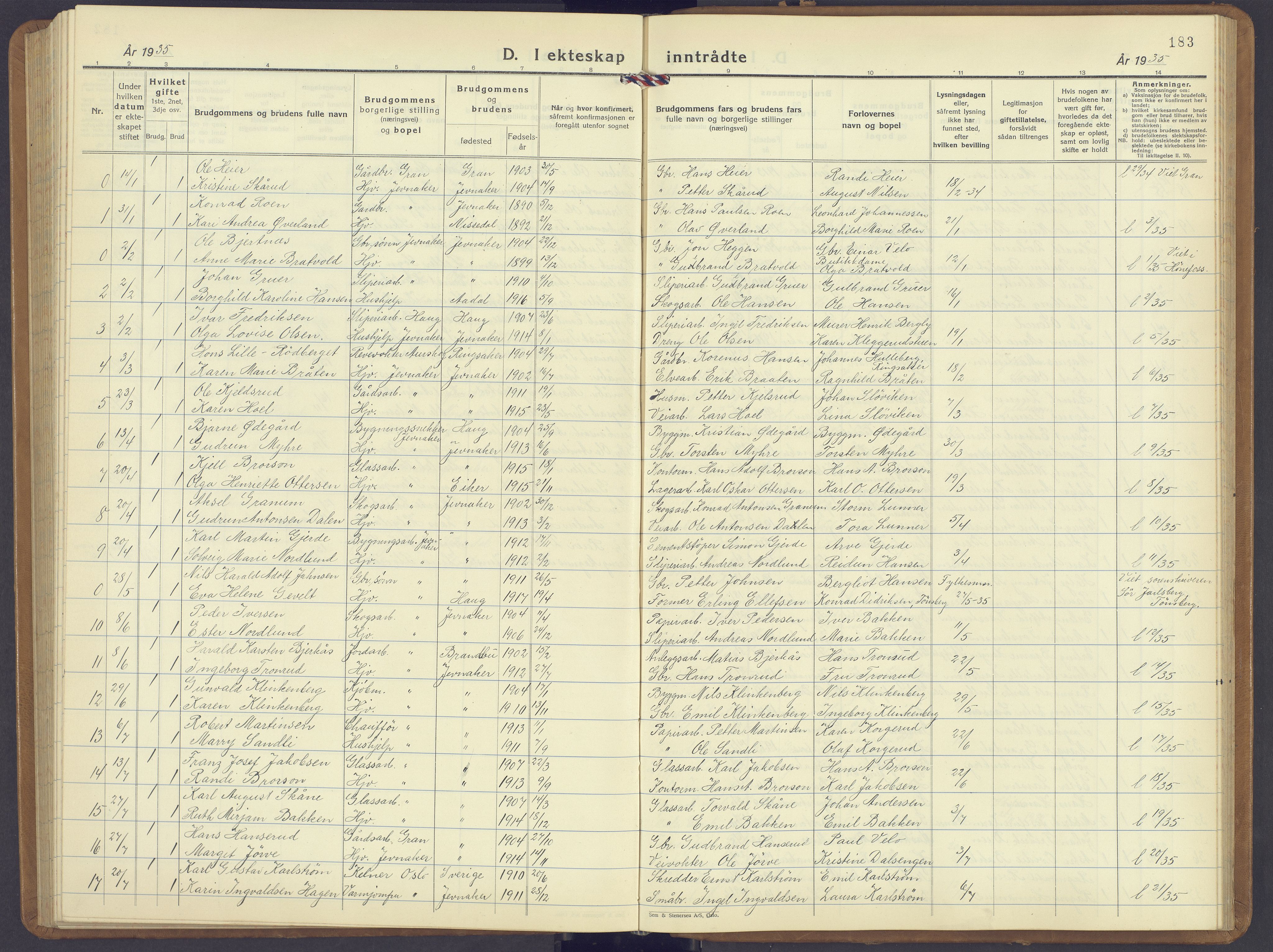 Jevnaker prestekontor, SAH/PREST-116/H/Ha/Hab/L0006: Klokkerbok nr. 6, 1930-1945, s. 183