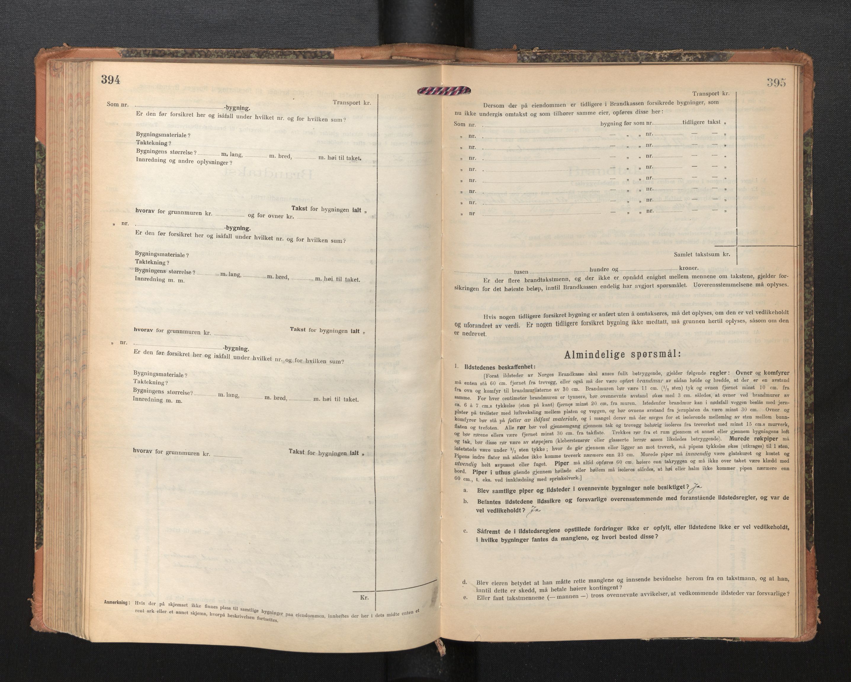 Lensmannen i Førde, SAB/A-27401/0012/L0009: Branntakstprotokoll, skjematakst, 1922-1946, s. 394-395