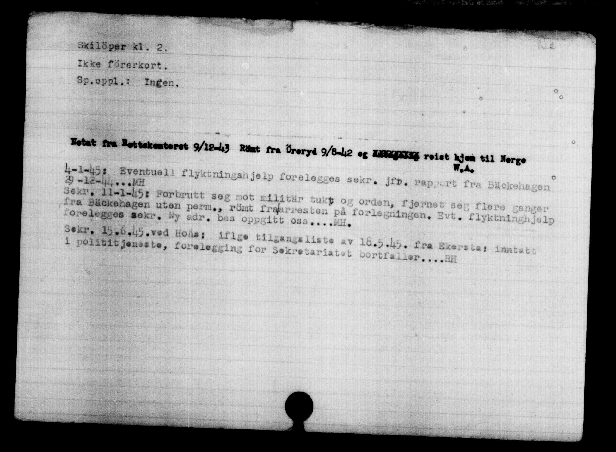 Den Kgl. Norske Legasjons Flyktningskontor, AV/RA-S-6753/V/Va/L0004: Kjesäterkartoteket.  Flyktningenr. 3496-6610, 1940-1945, s. 199