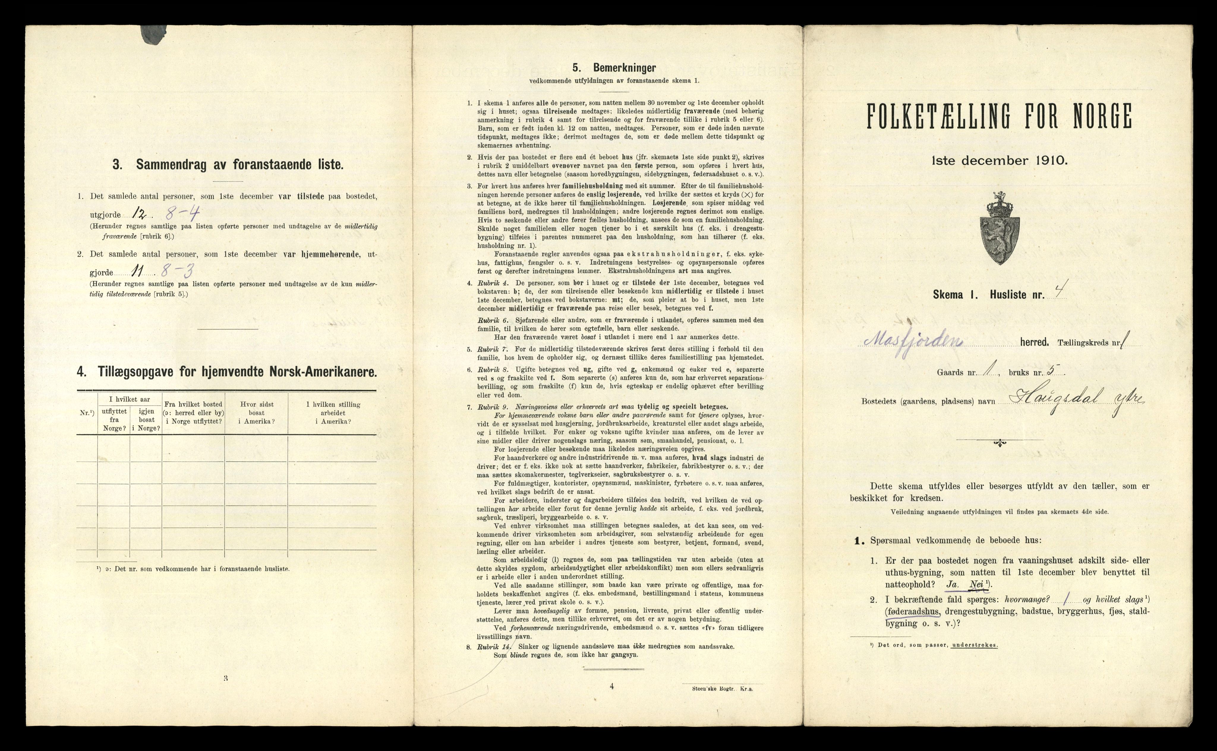 RA, Folketelling 1910 for 1266 Masfjorden herred, 1910, s. 48