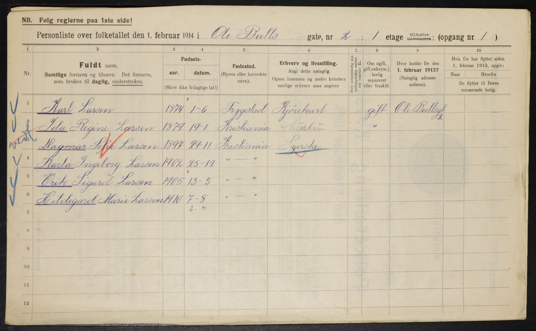 OBA, Kommunal folketelling 1.2.1914 for Kristiania, 1914, s. 75451