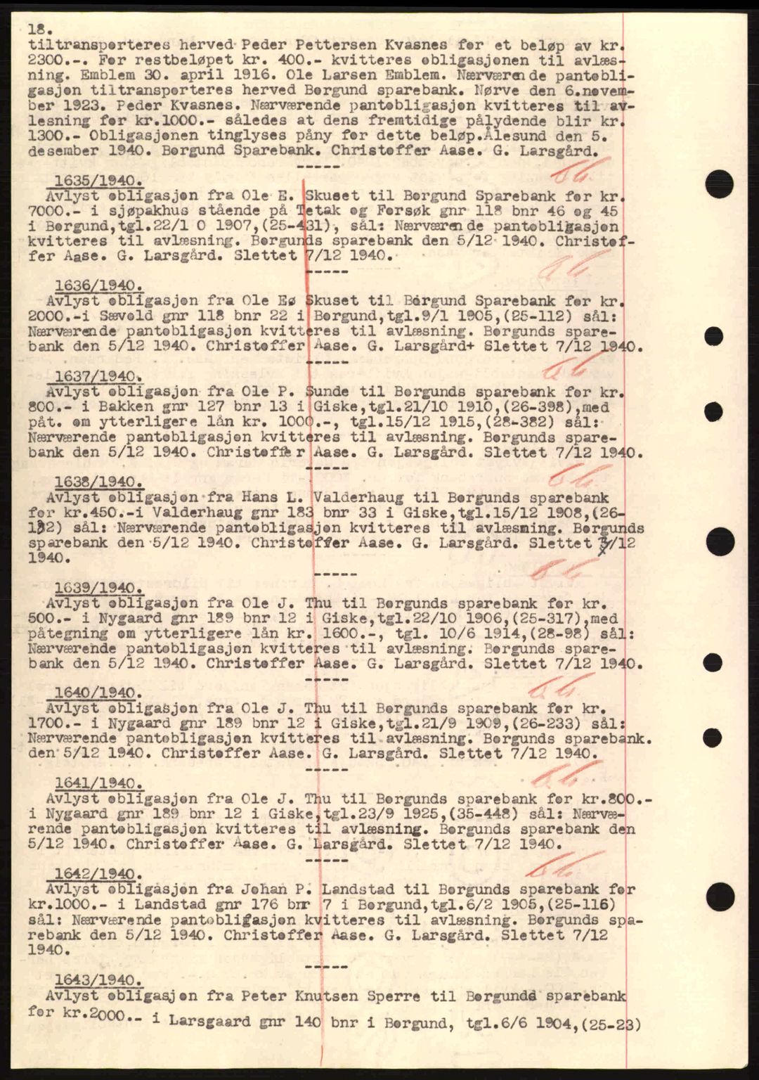 Nordre Sunnmøre sorenskriveri, SAT/A-0006/1/2/2C/2Ca: Pantebok nr. B1-6, 1938-1942, Dagboknr: 1635/1940