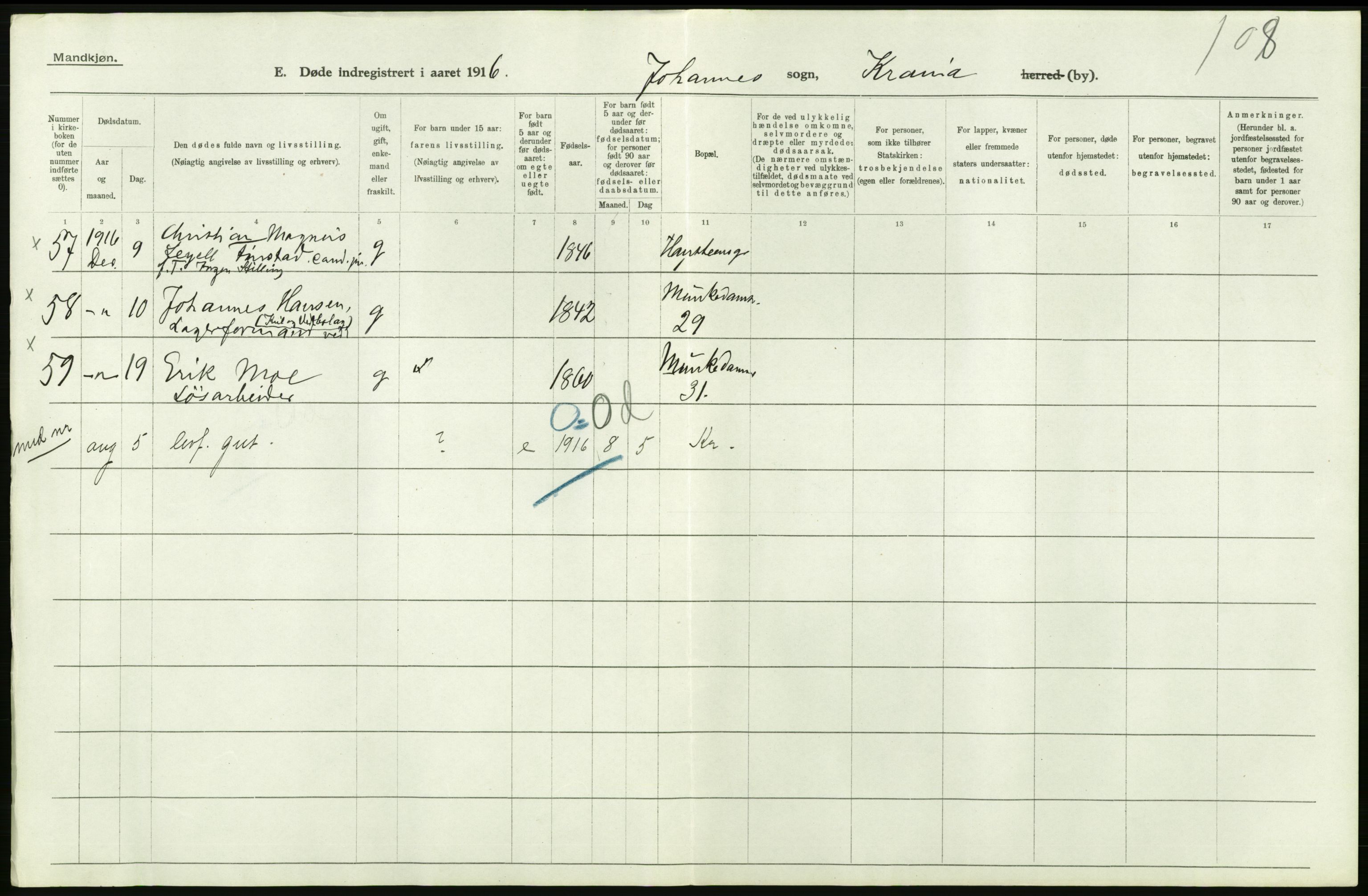 Statistisk sentralbyrå, Sosiodemografiske emner, Befolkning, RA/S-2228/D/Df/Dfb/Dfbf/L0010: Kristiania: Døde, dødfødte., 1916, s. 476