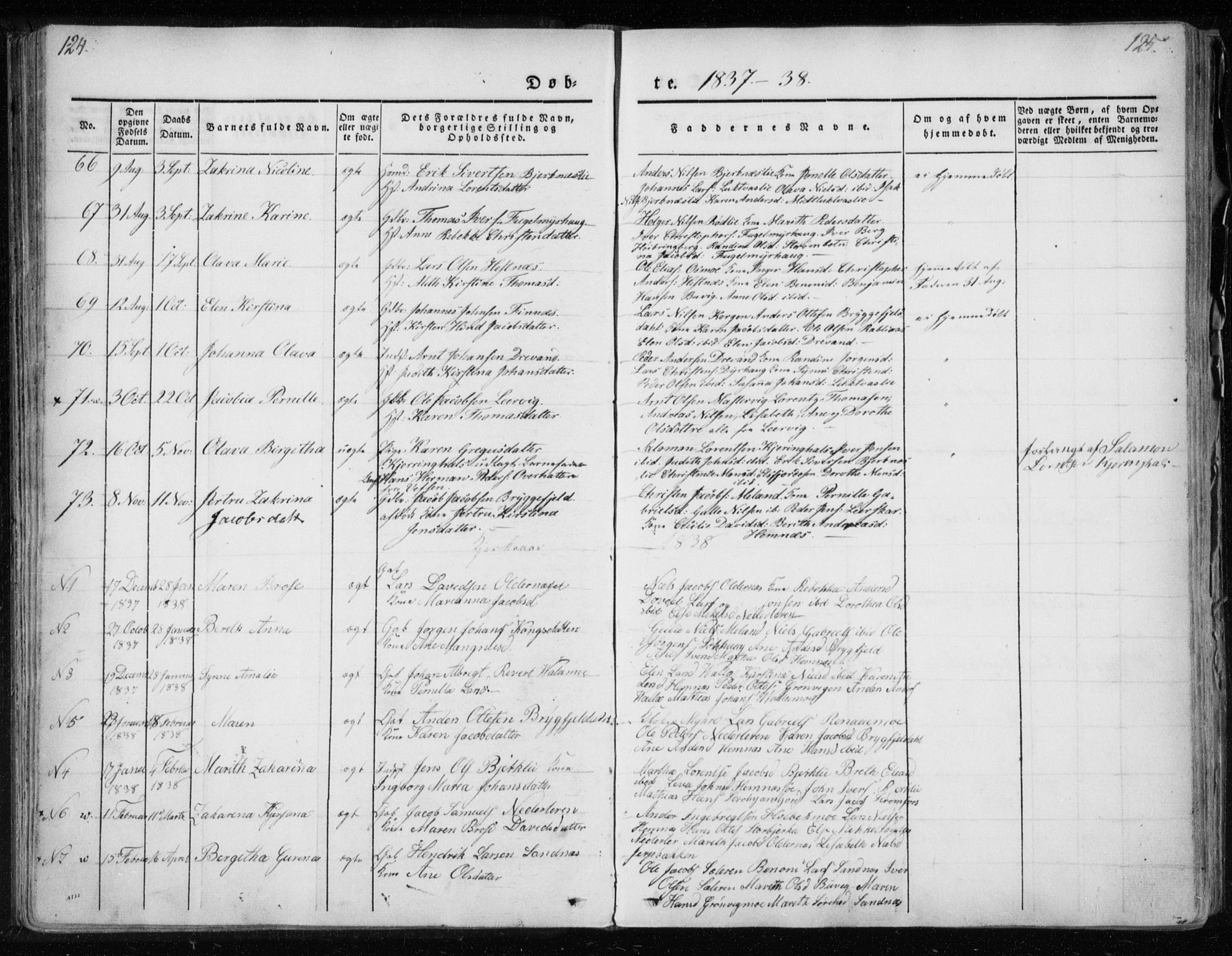 Ministerialprotokoller, klokkerbøker og fødselsregistre - Nordland, AV/SAT-A-1459/825/L0354: Ministerialbok nr. 825A08, 1826-1841, s. 124-125
