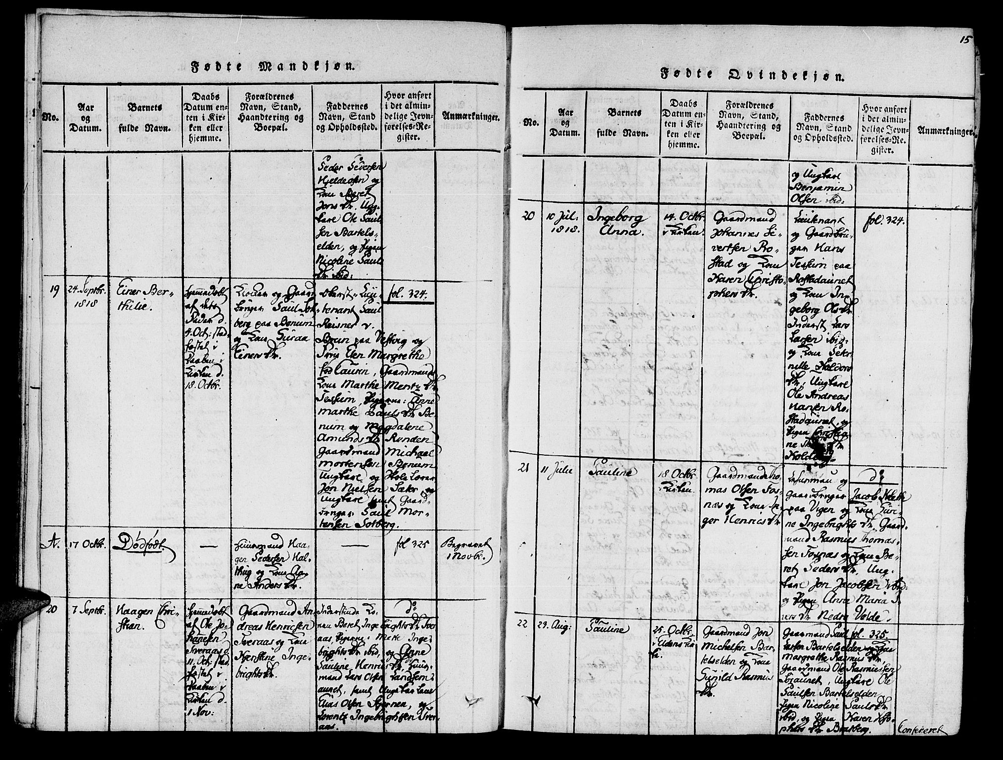 Ministerialprotokoller, klokkerbøker og fødselsregistre - Nord-Trøndelag, SAT/A-1458/741/L0387: Ministerialbok nr. 741A03 /1, 1817-1822, s. 15