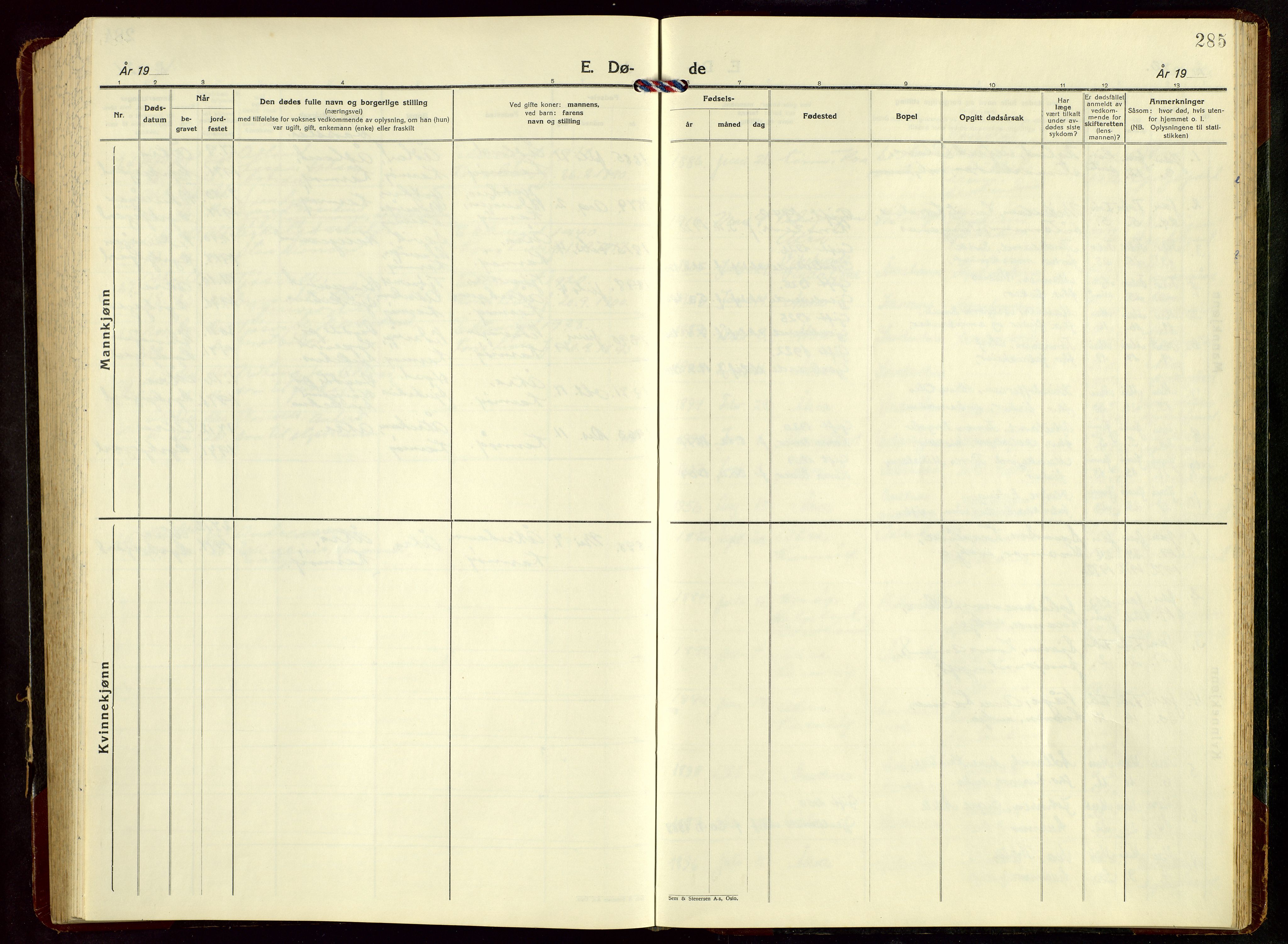 Kopervik sokneprestkontor, SAST/A-101850/H/Ha/Hab/L0015: Klokkerbok nr. B 15, 1947-1974, s. 285