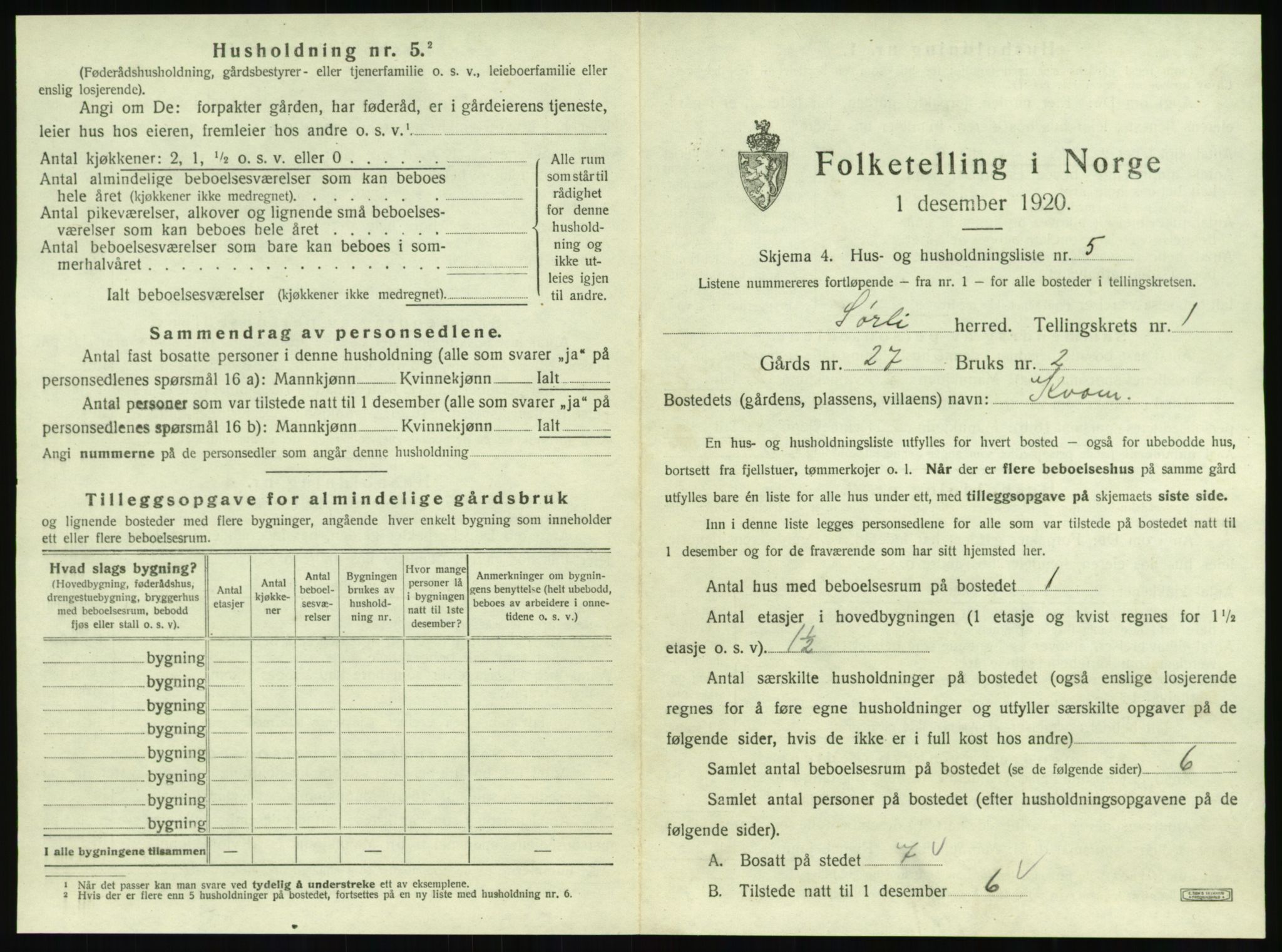 SAT, Folketelling 1920 for 1737 Sørli herred, 1920, s. 29