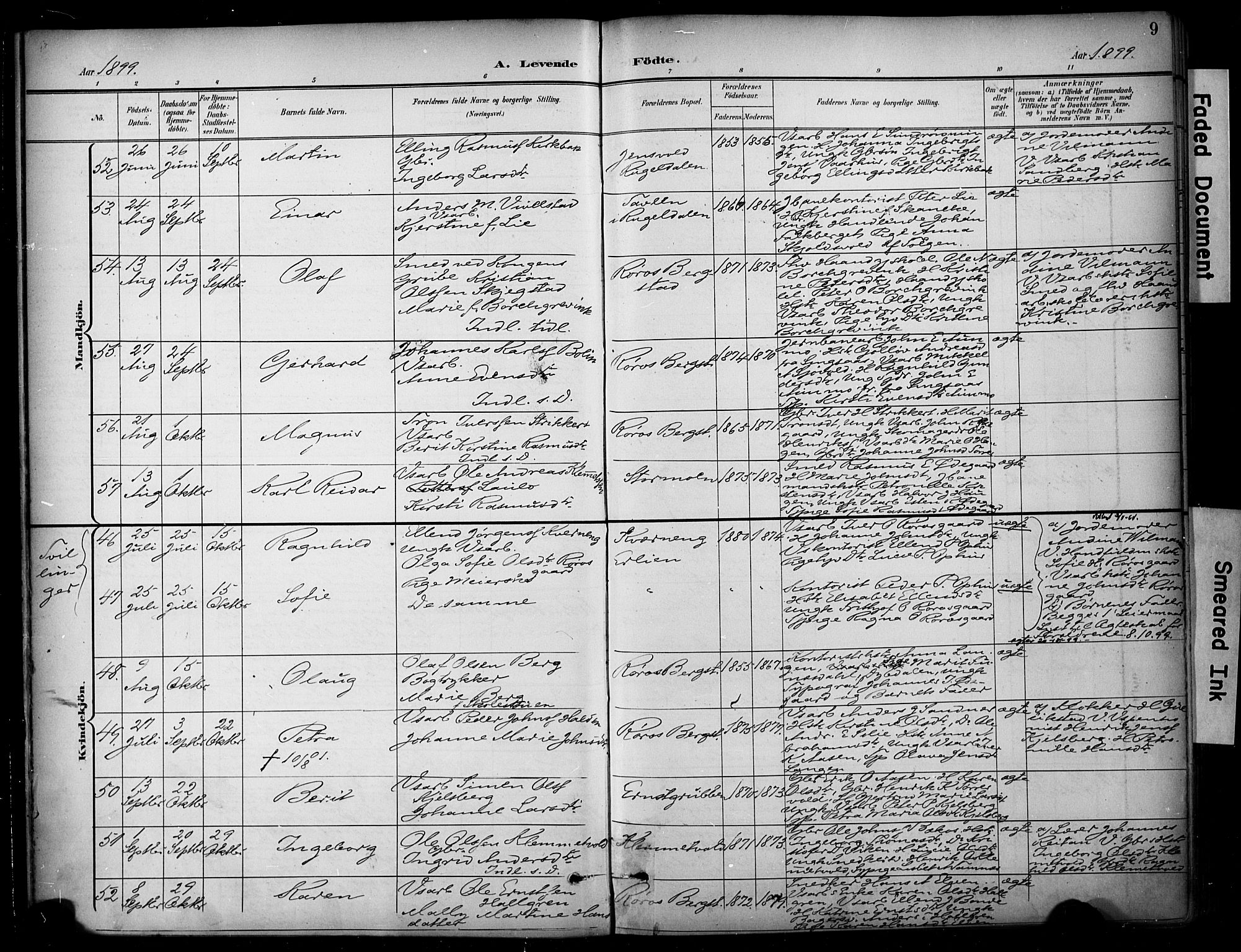 Ministerialprotokoller, klokkerbøker og fødselsregistre - Sør-Trøndelag, SAT/A-1456/681/L0936: Ministerialbok nr. 681A14, 1899-1908, s. 9