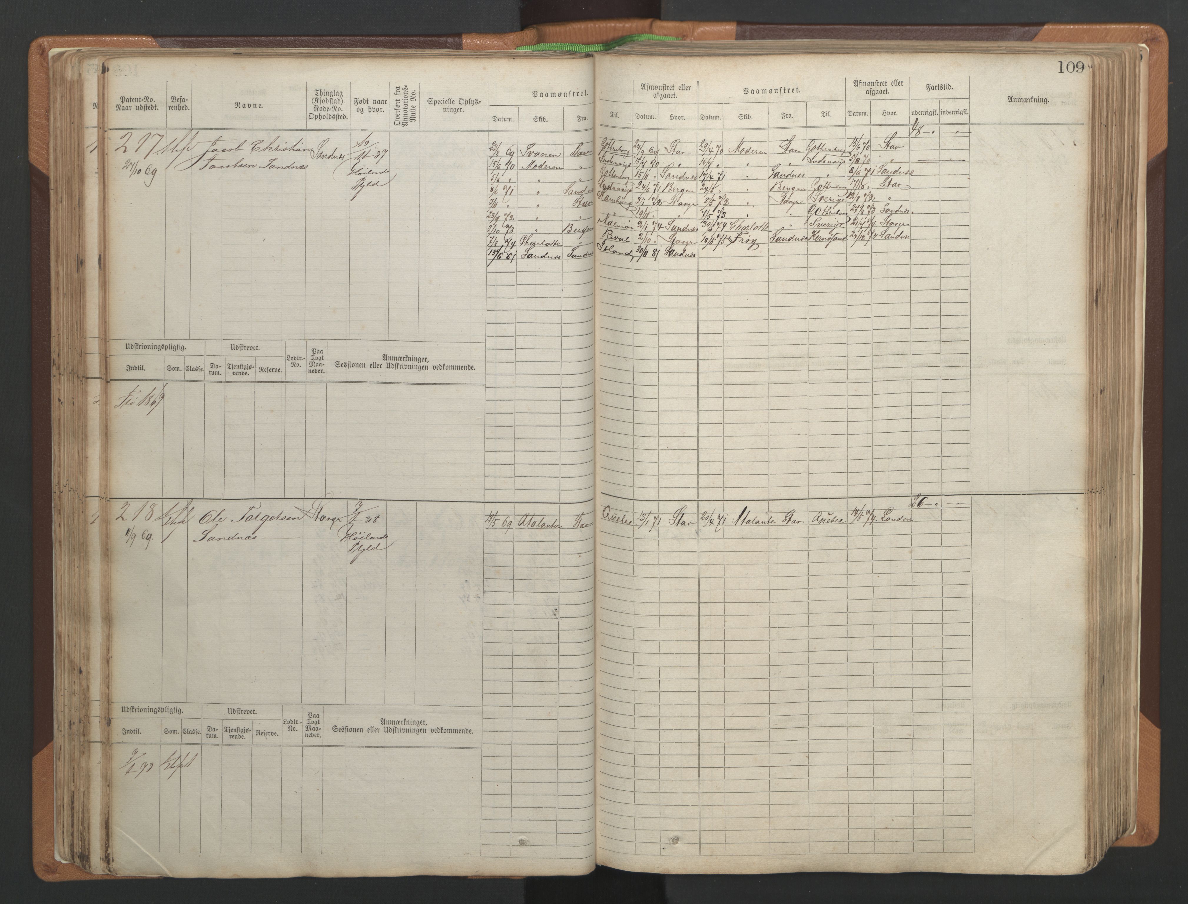 Stavanger sjømannskontor, AV/SAST-A-102006/F/Fb/Fbb/L0004: Sjøfartshovedrulle, patentnr. 1-792 (del 1), 1869-1880, s. 113