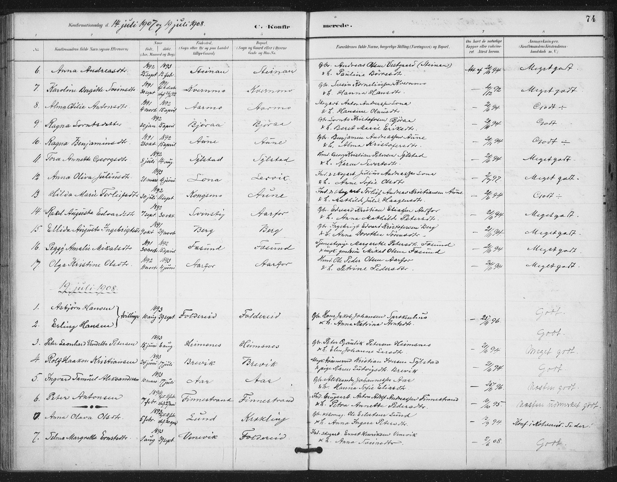 Ministerialprotokoller, klokkerbøker og fødselsregistre - Nord-Trøndelag, SAT/A-1458/783/L0660: Ministerialbok nr. 783A02, 1886-1918, s. 74