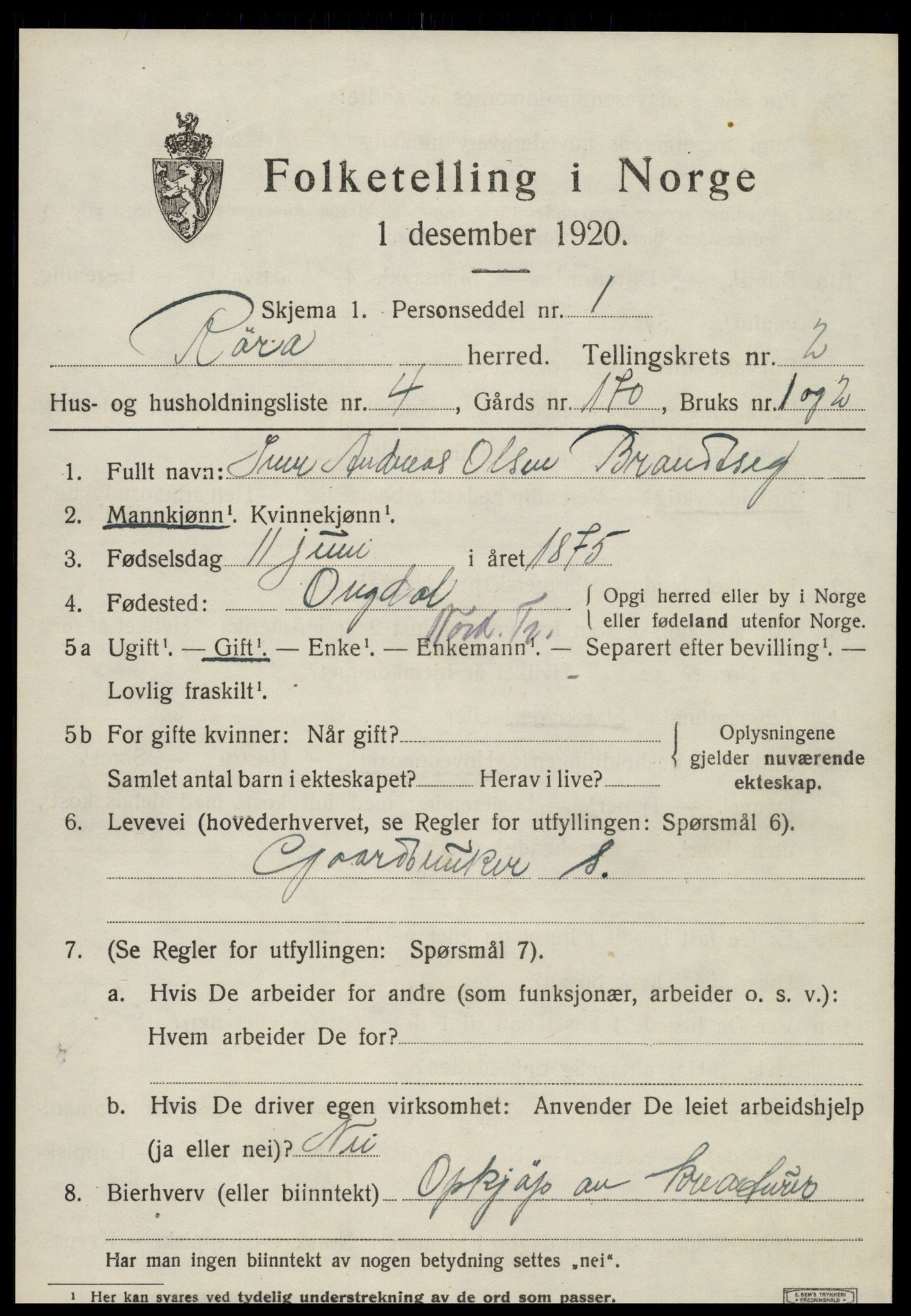 SAT, Folketelling 1920 for 1730 Røra herred, 1920, s. 1539