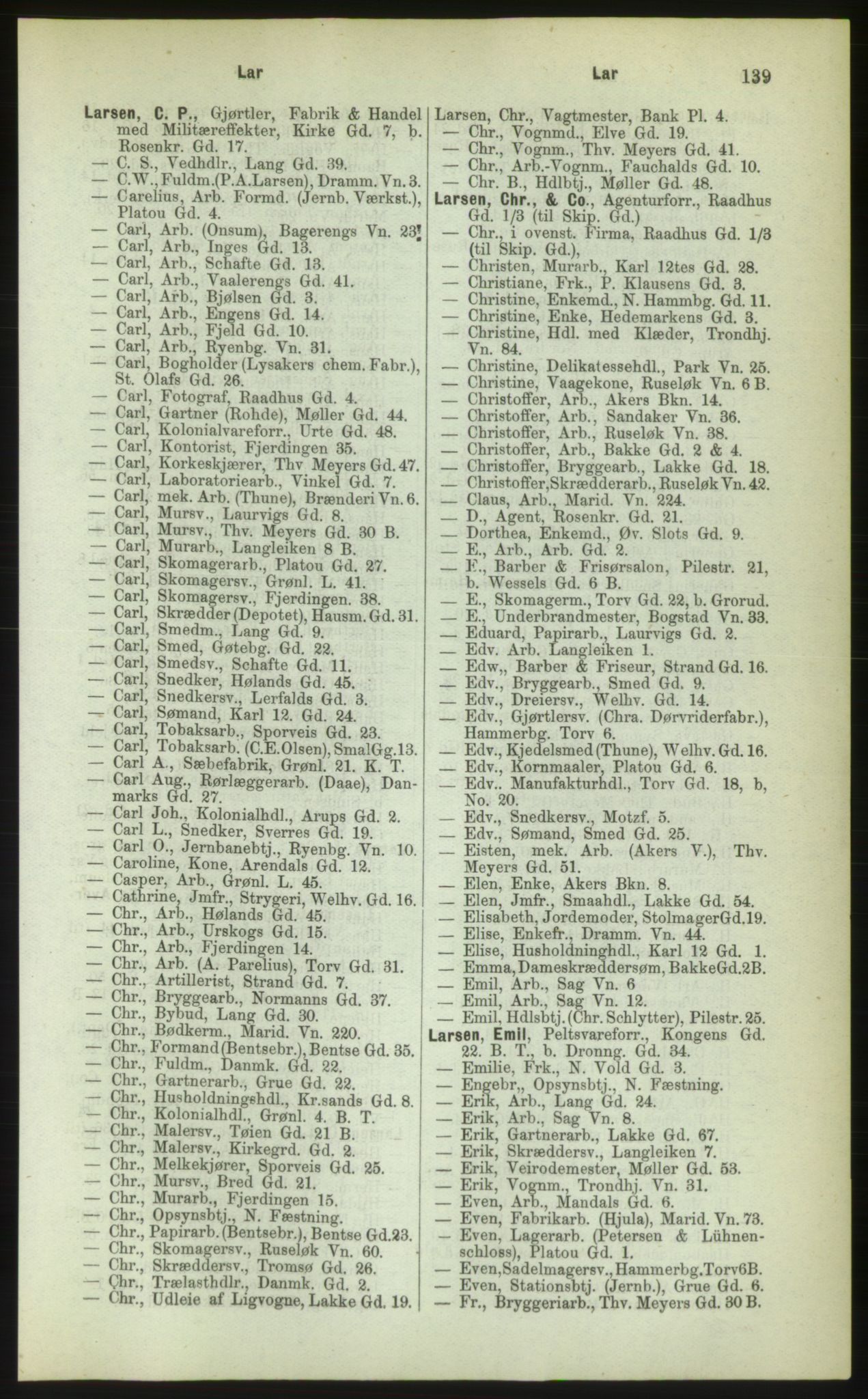 Kristiania/Oslo adressebok, PUBL/-, 1883, s. 139