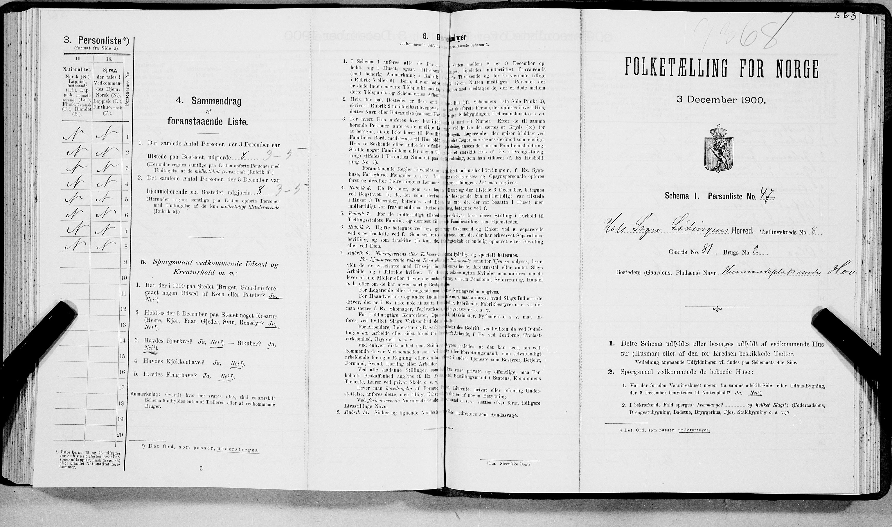 SAT, Folketelling 1900 for 1851 Lødingen herred, 1900, s. 1044