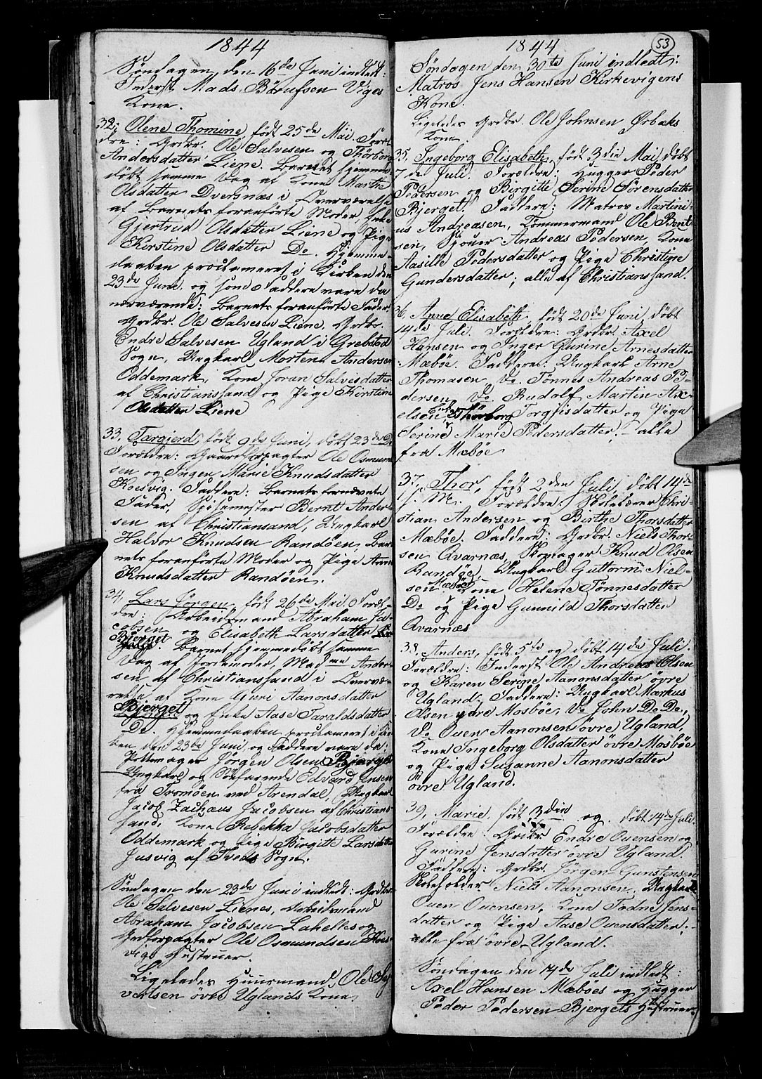 Oddernes sokneprestkontor, AV/SAK-1111-0033/F/Fb/Fba/L0004: Klokkerbok nr. B 4, 1837-1846, s. 53
