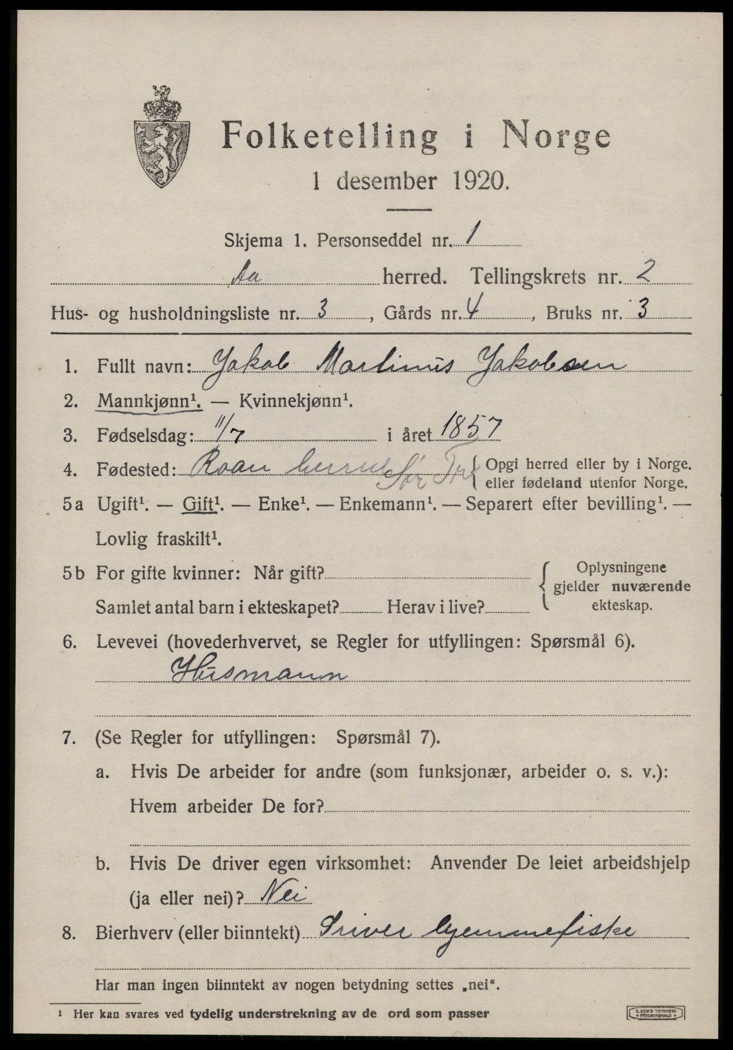 SAT, Folketelling 1920 for 1630 Å herred, 1920, s. 1412