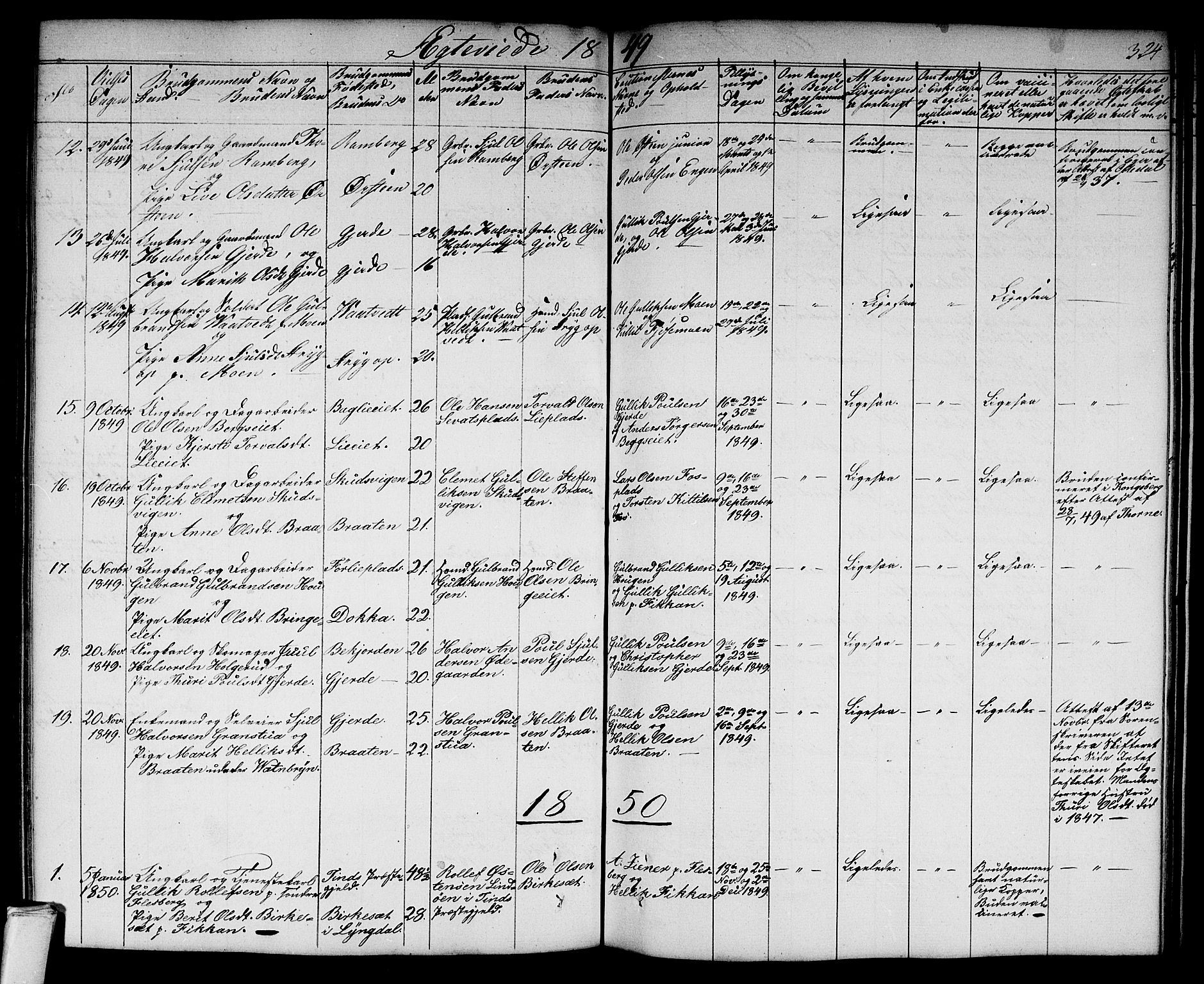 Flesberg kirkebøker, AV/SAKO-A-18/G/Ga/L0002: Klokkerbok nr. I 2, 1834-1860, s. 324