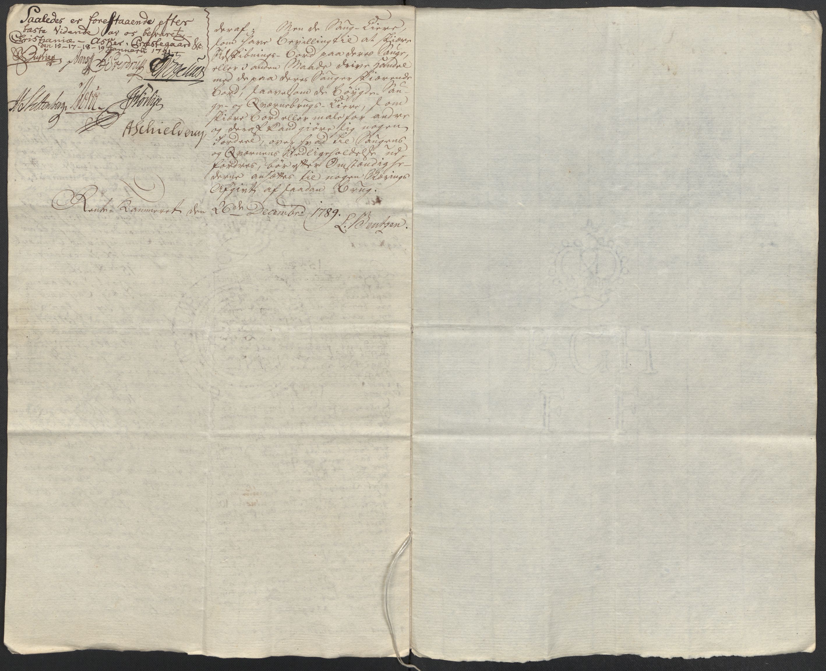 Rentekammeret inntil 1814, Reviderte regnskaper, Mindre regnskaper, AV/RA-EA-4068/Rf/Rfe/L0001: Aker og Follo fogderi, 1789, s. 39