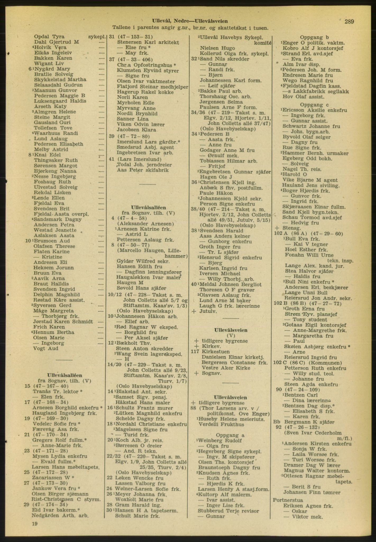Kristiania/Oslo adressebok, PUBL/-, 1954, s. 289