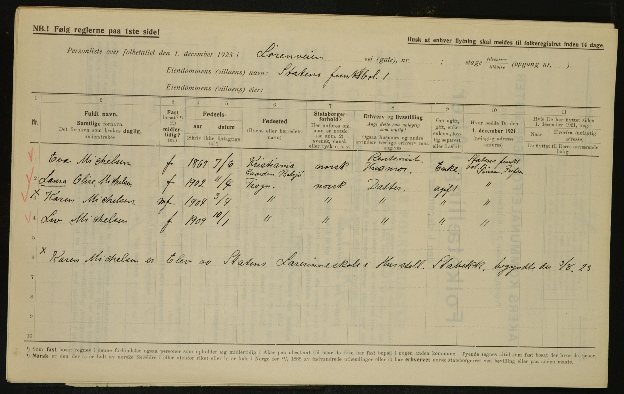 , Kommunal folketelling 1.12.1923 for Aker, 1923, s. 28834