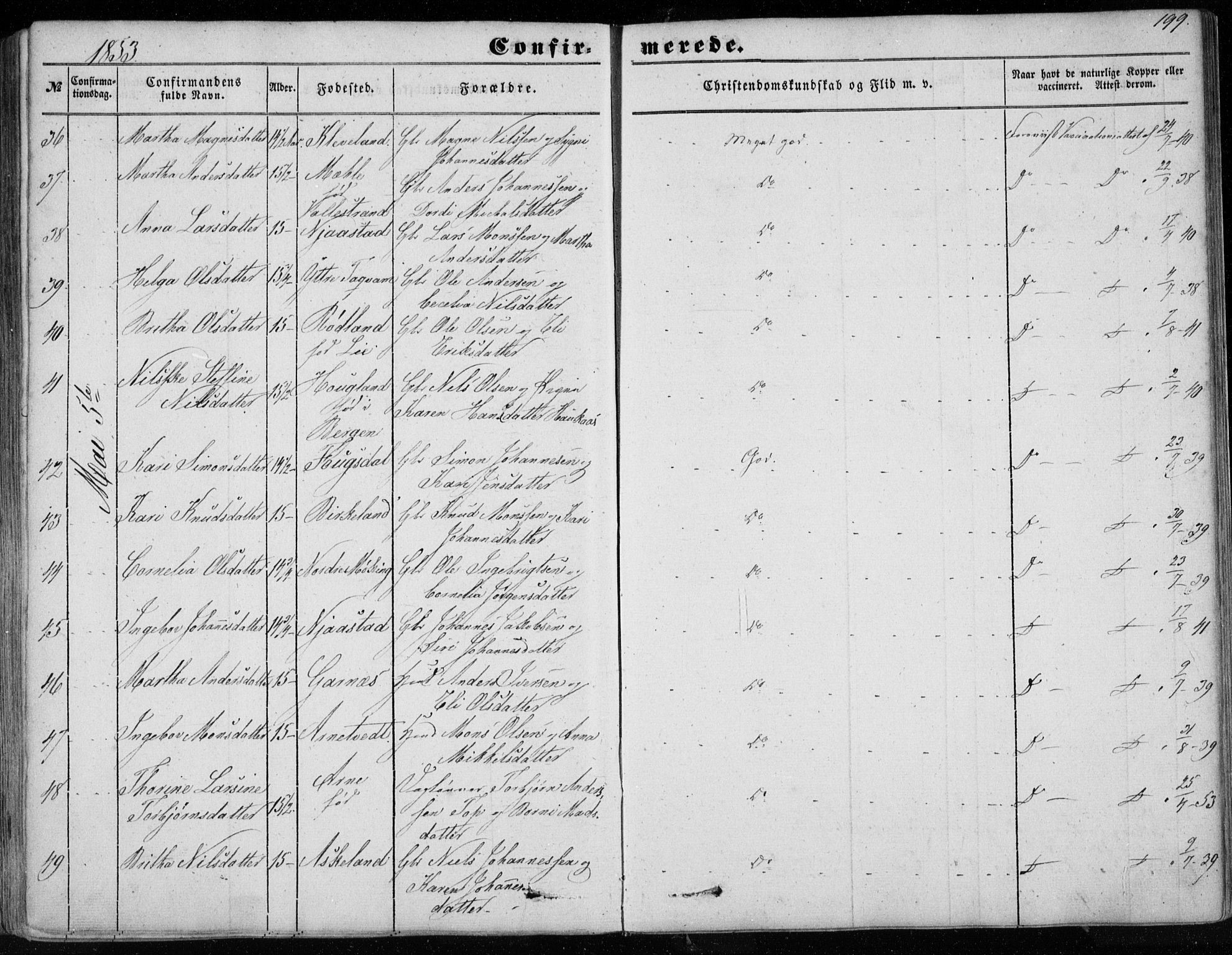 Haus sokneprestembete, AV/SAB-A-75601/H/Haa: Ministerialbok nr. A 16 I, 1848-1857, s. 199