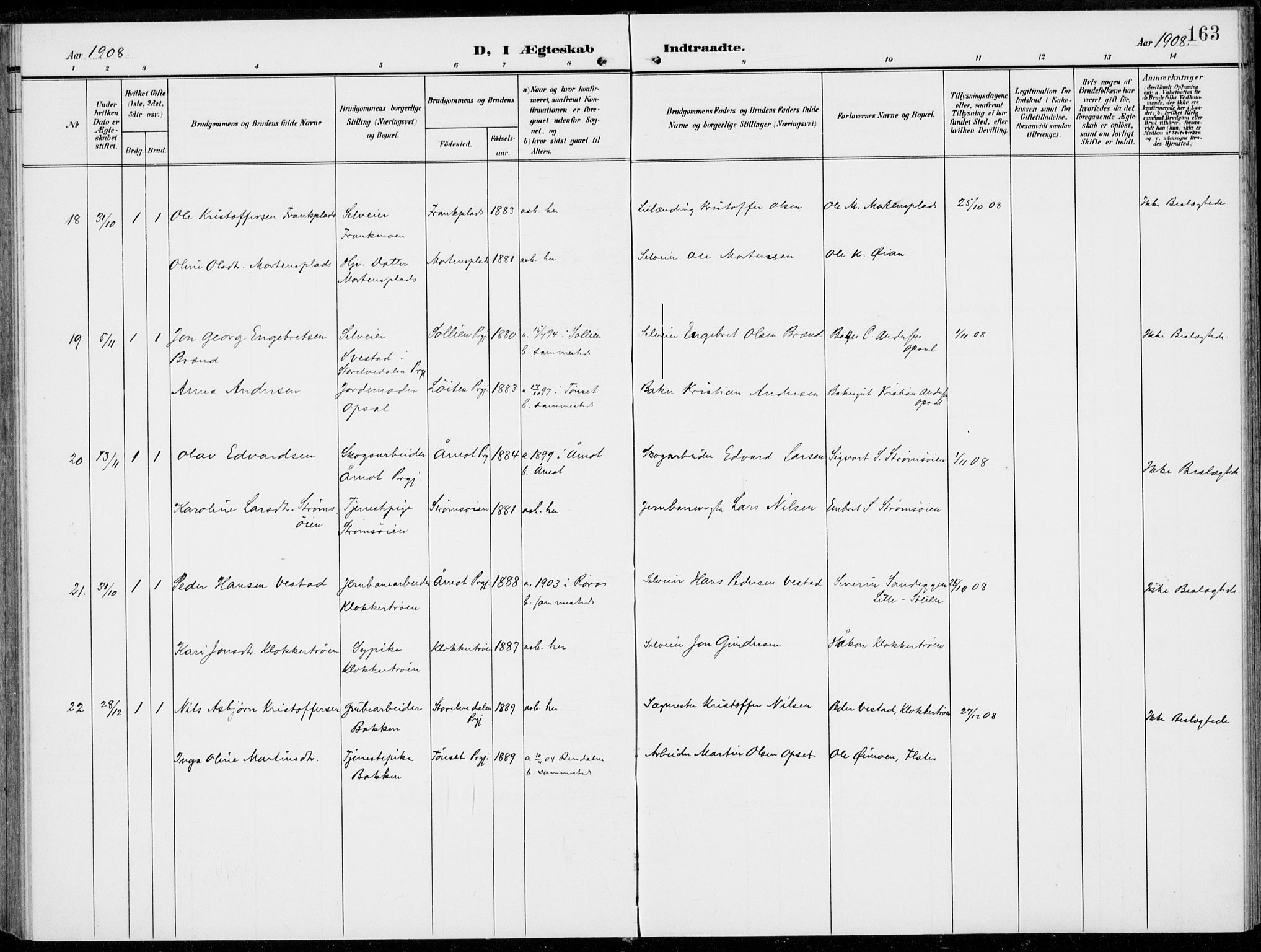 Alvdal prestekontor, AV/SAH-PREST-060/H/Ha/Haa/L0004: Ministerialbok nr. 4, 1907-1919, s. 163