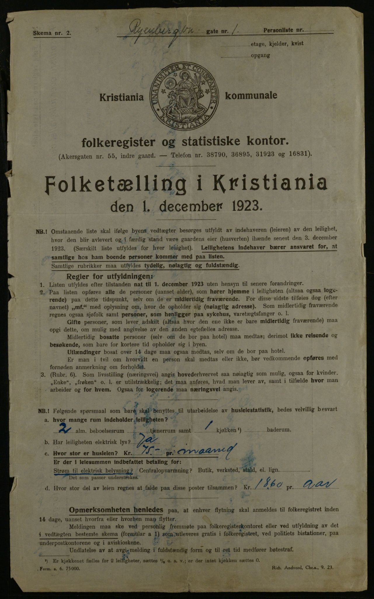 OBA, Kommunal folketelling 1.12.1923 for Kristiania, 1923, s. 94467