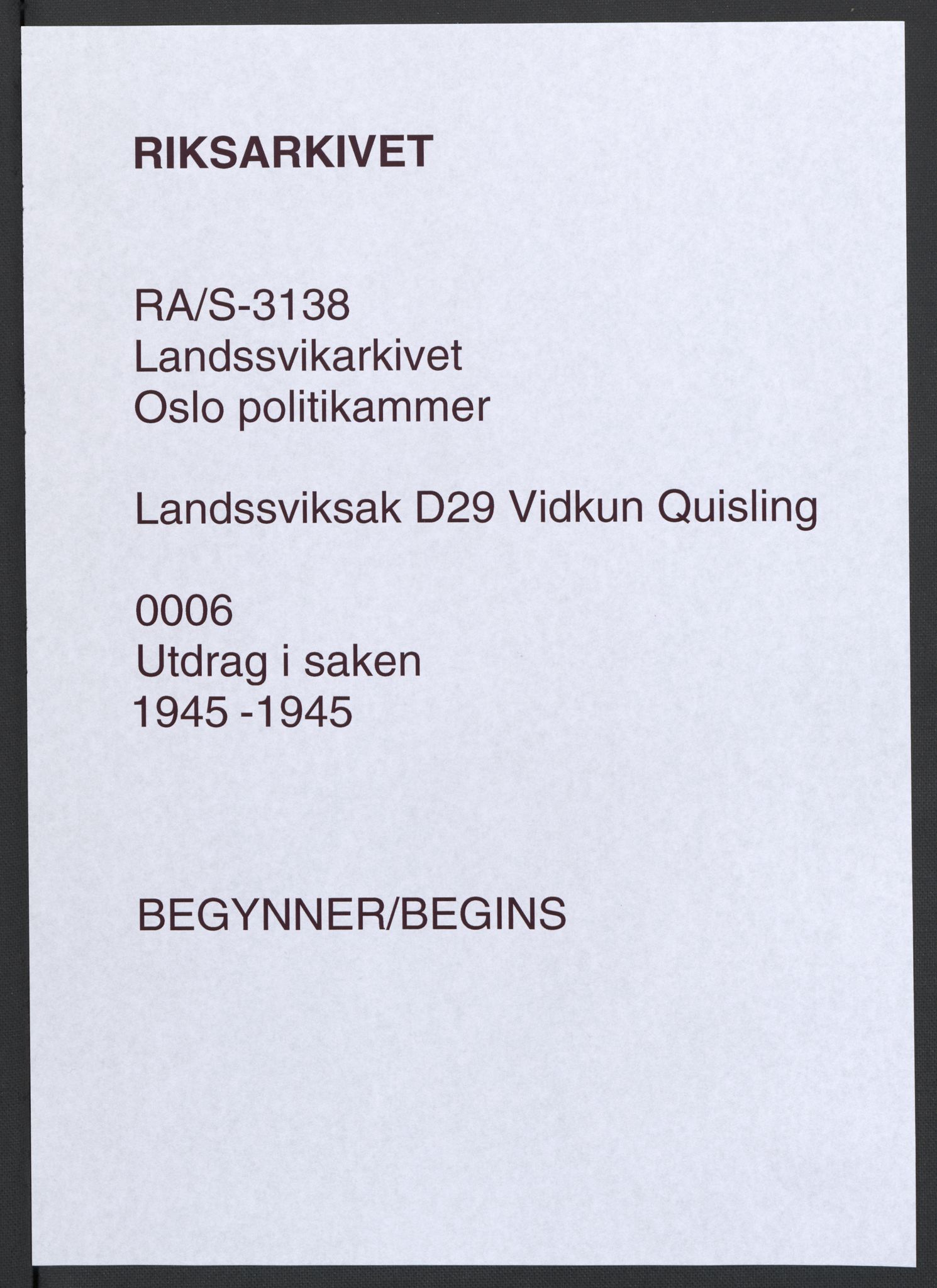 Landssvikarkivet, Oslo politikammer, RA/S-3138-01/D/Da/L0003: Dnr. 29, 1945, s. 3222