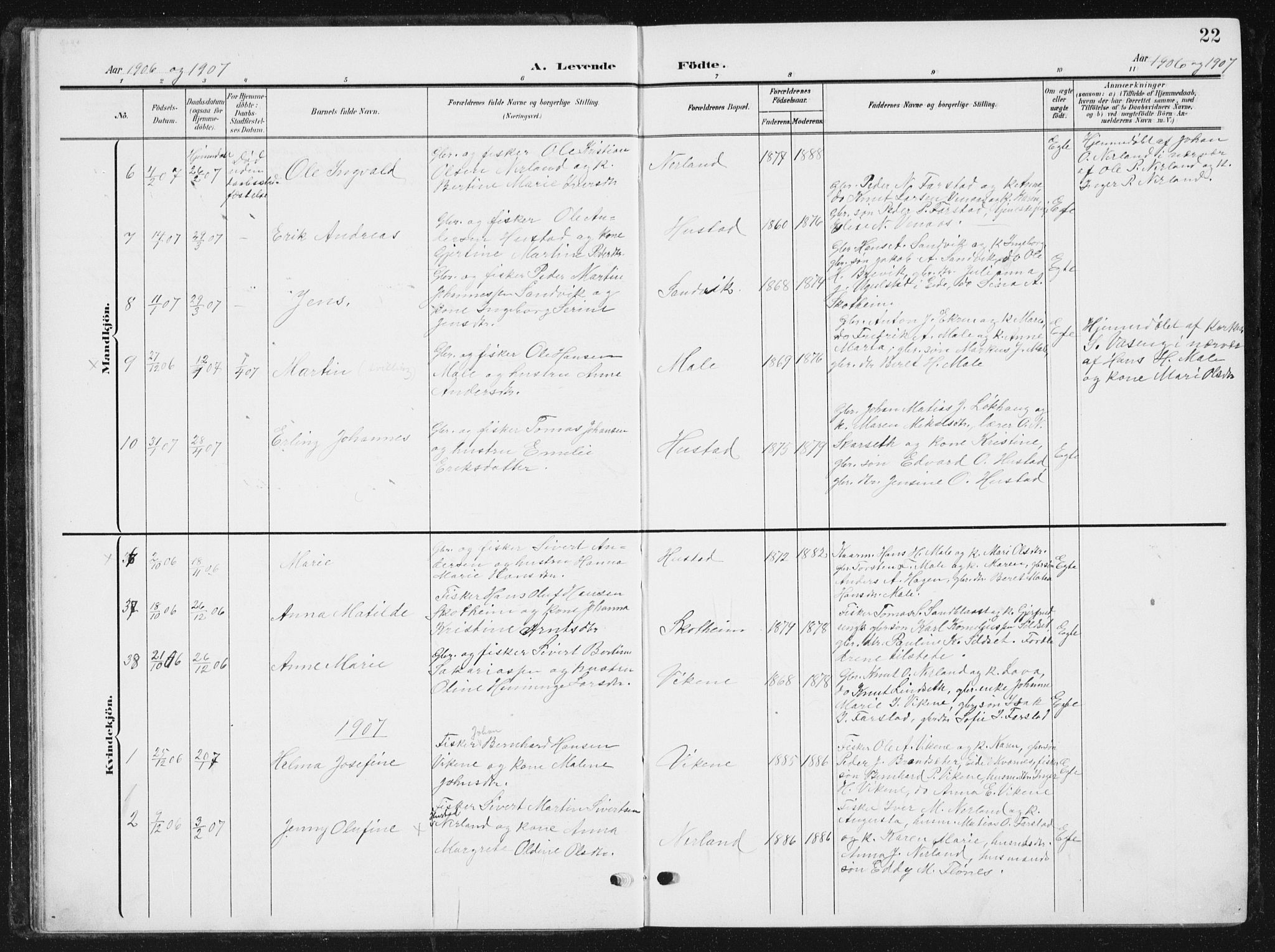 Ministerialprotokoller, klokkerbøker og fødselsregistre - Møre og Romsdal, AV/SAT-A-1454/567/L0784: Klokkerbok nr. 567C04, 1903-1938, s. 22