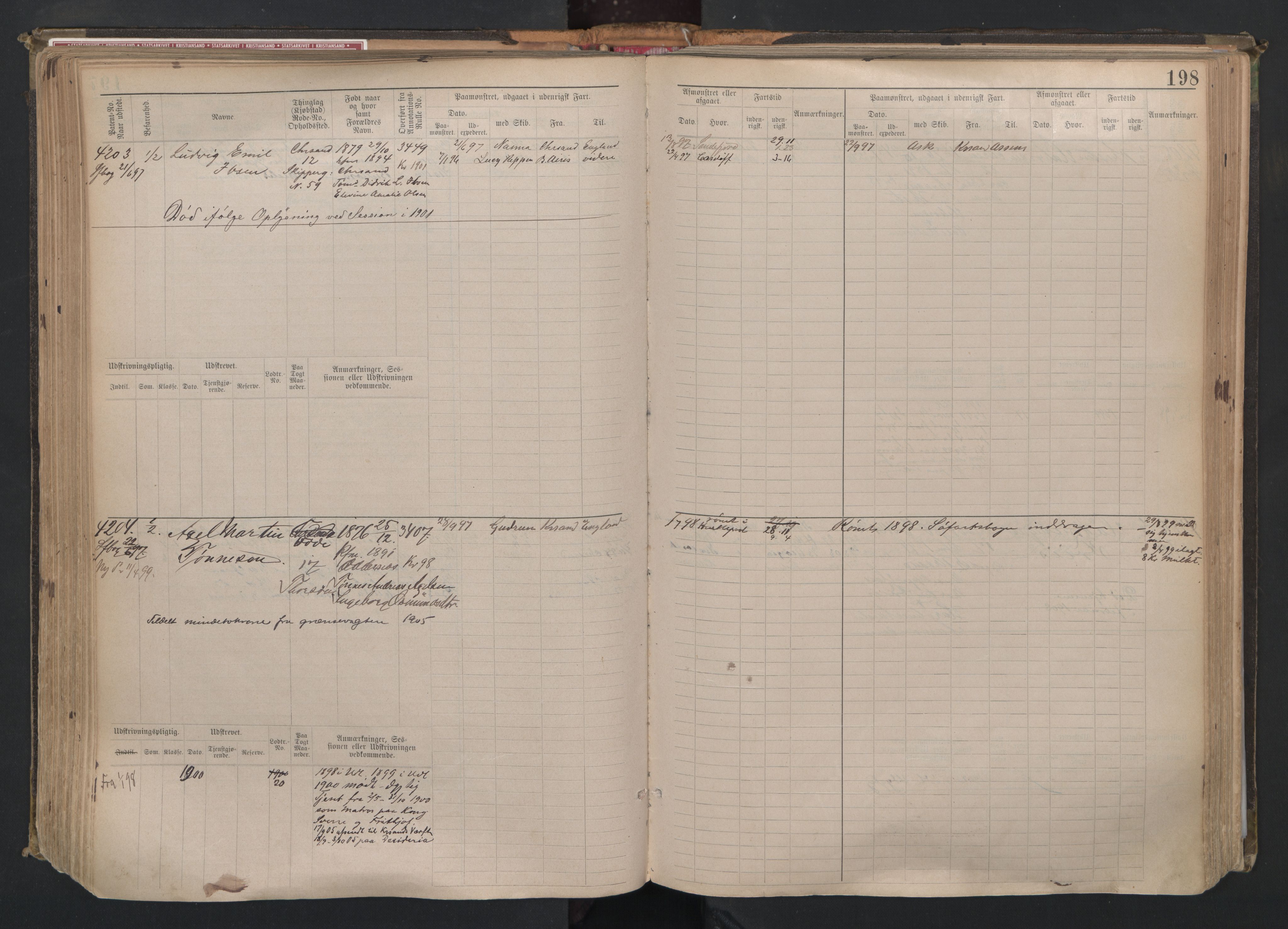 Kristiansand mønstringskrets, AV/SAK-2031-0015/F/Fb/L0008: Hovedrulle nr 3811-4580, I-15, 1893-1940, s. 202