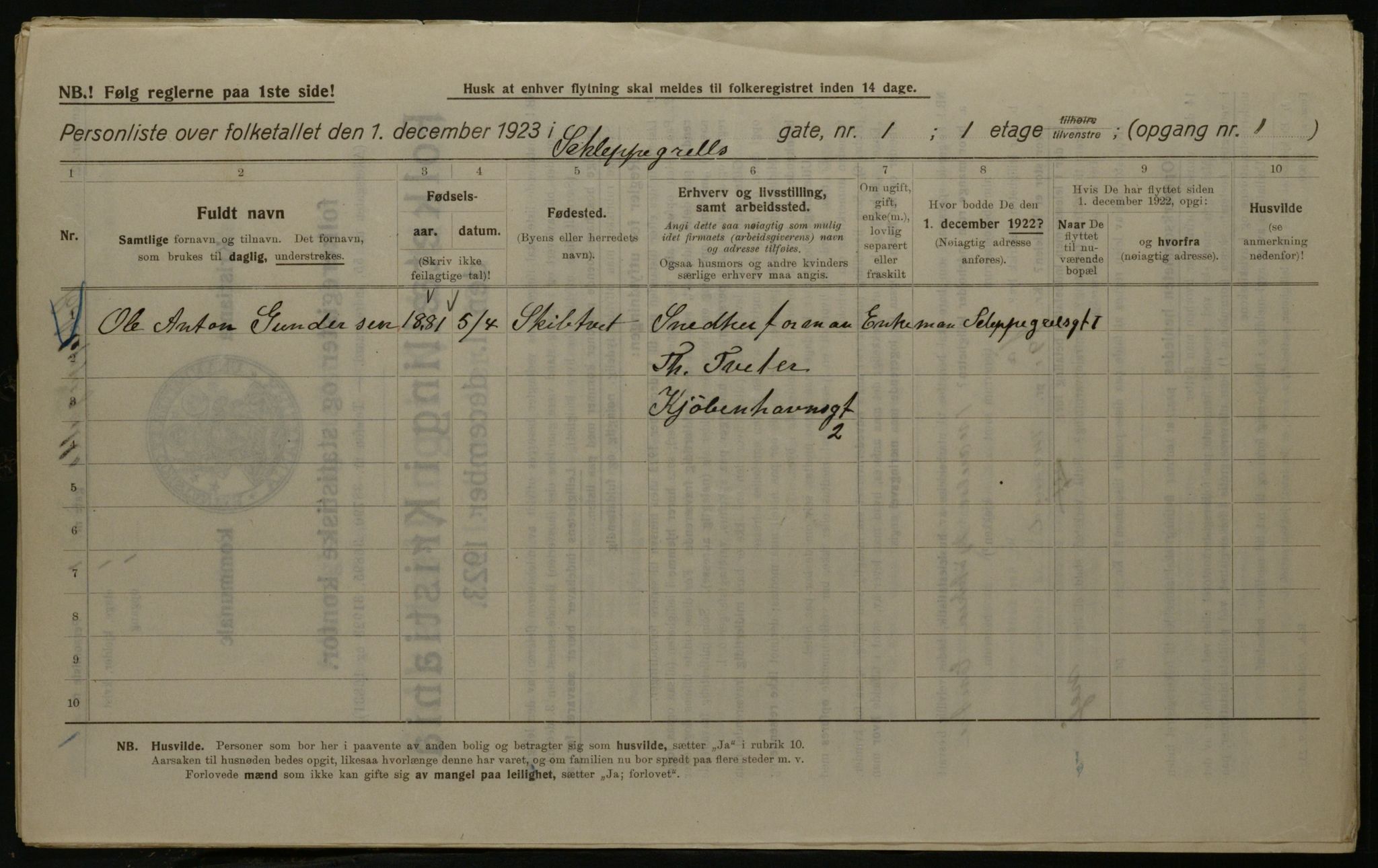 OBA, Kommunal folketelling 1.12.1923 for Kristiania, 1923, s. 99366