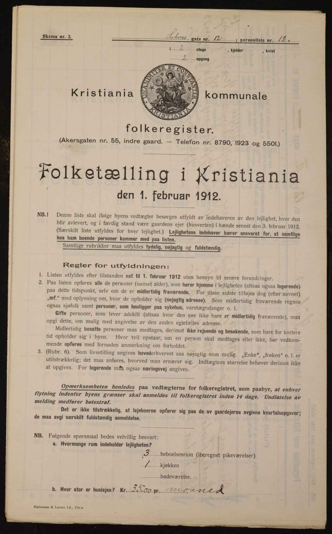 OBA, Kommunal folketelling 1.2.1912 for Kristiania, 1912, s. 104640