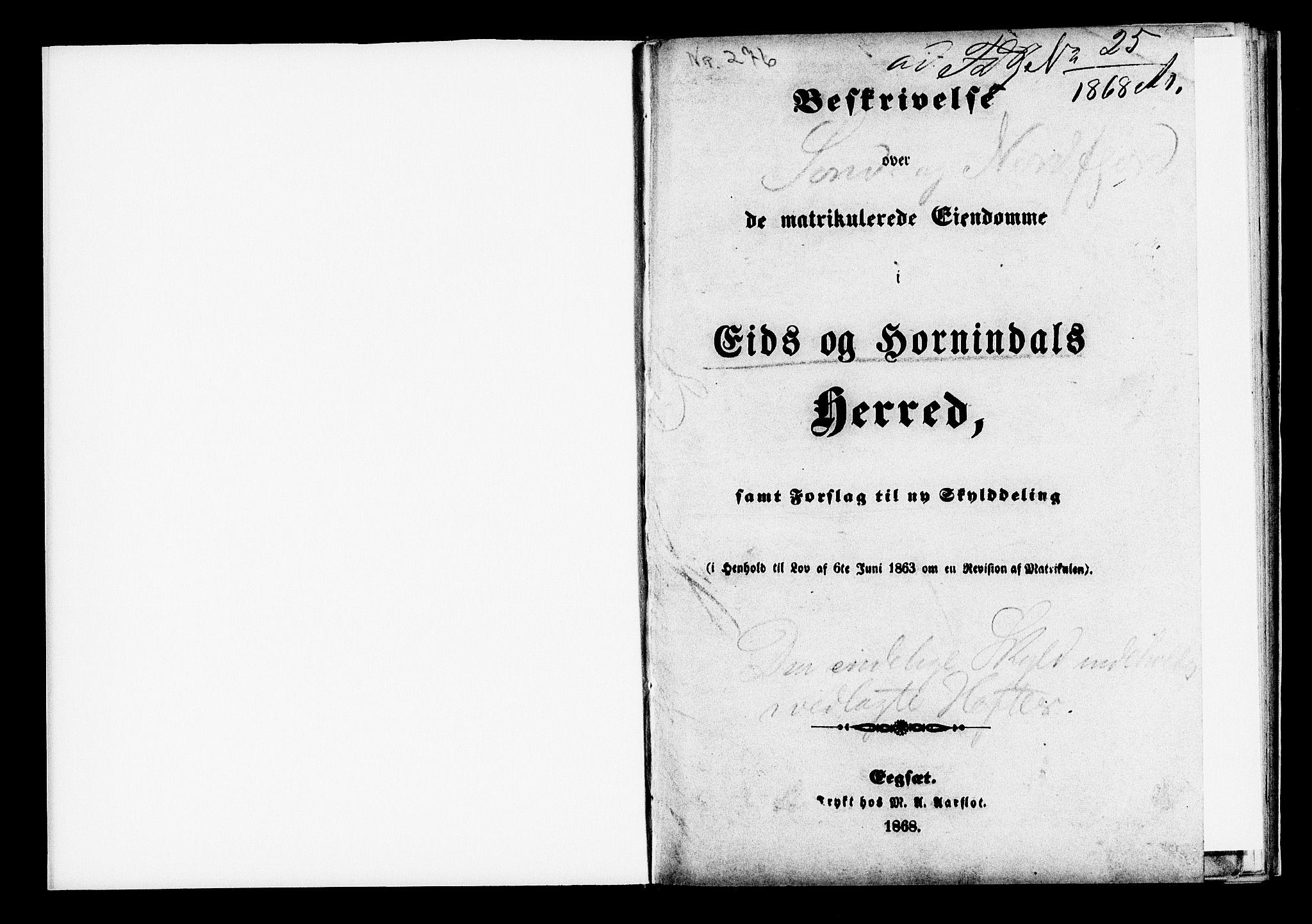 Matrikkelrevisjonen av 1863, RA/S-1530/F/Fe/L0276: Eid og Hornindal, 1863