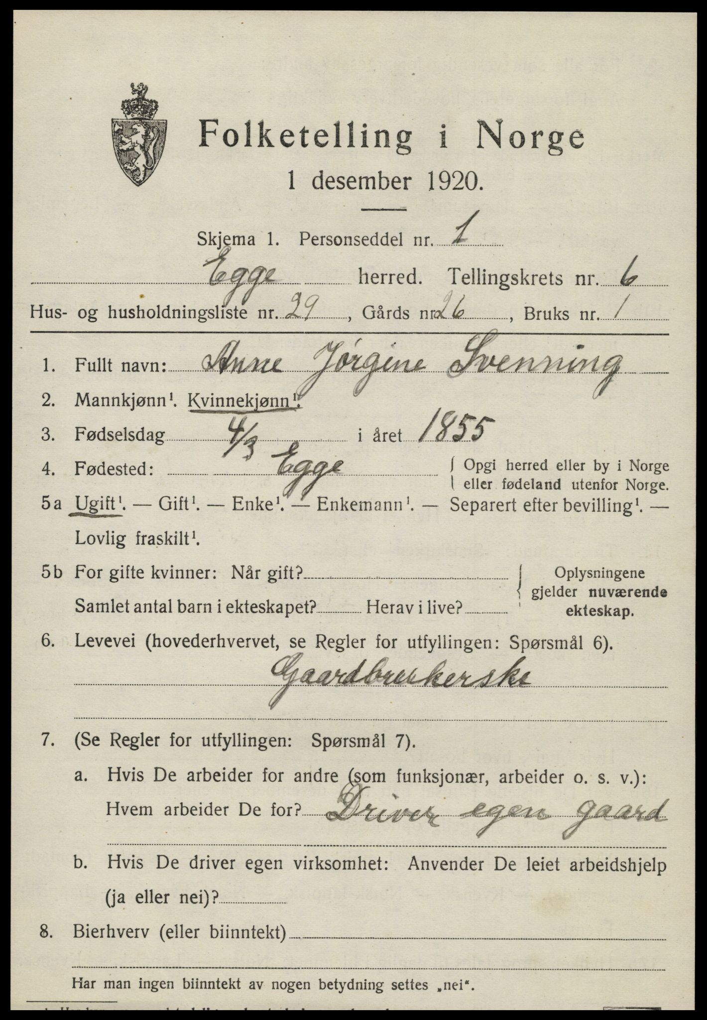 SAT, Folketelling 1920 for 1733 Egge herred, 1920, s. 4130