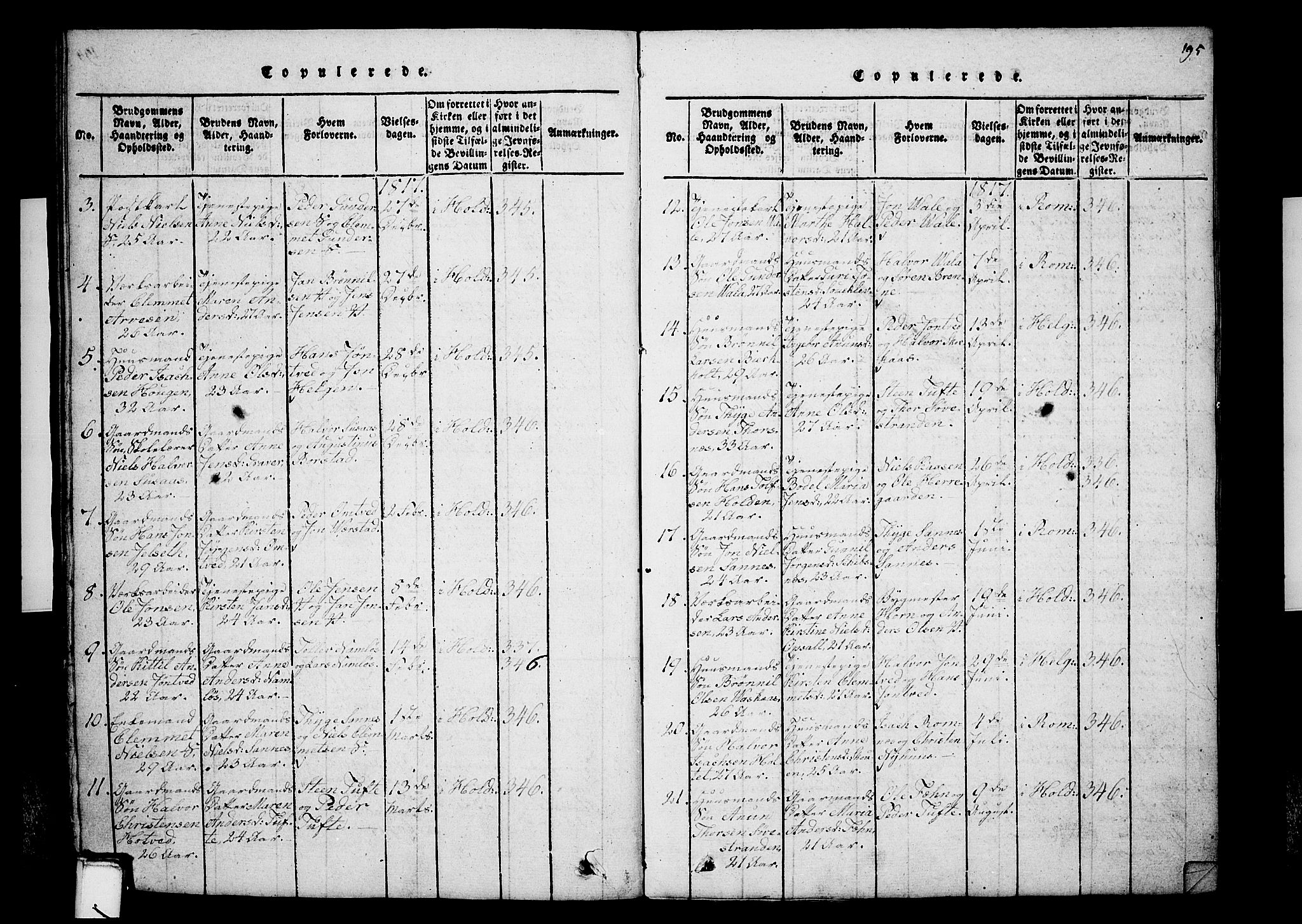 Holla kirkebøker, AV/SAKO-A-272/G/Ga/L0001: Klokkerbok nr. I 1, 1814-1830, s. 195