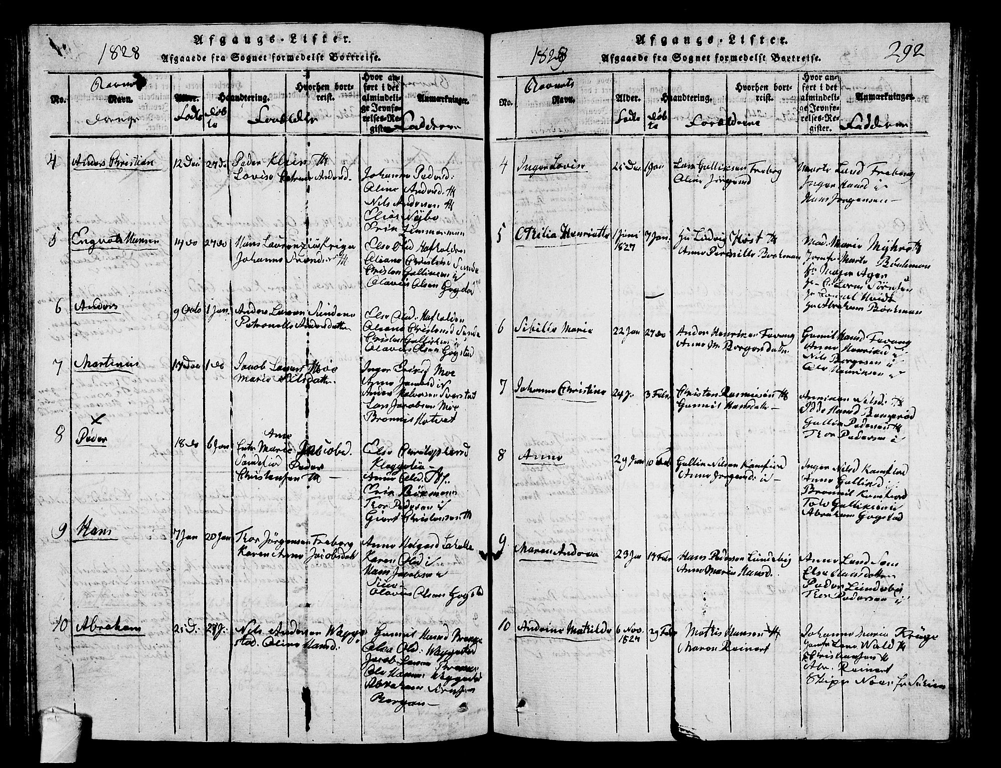 Sandar kirkebøker, AV/SAKO-A-243/G/Ga/L0001: Klokkerbok nr. 1, 1814-1835, s. 292